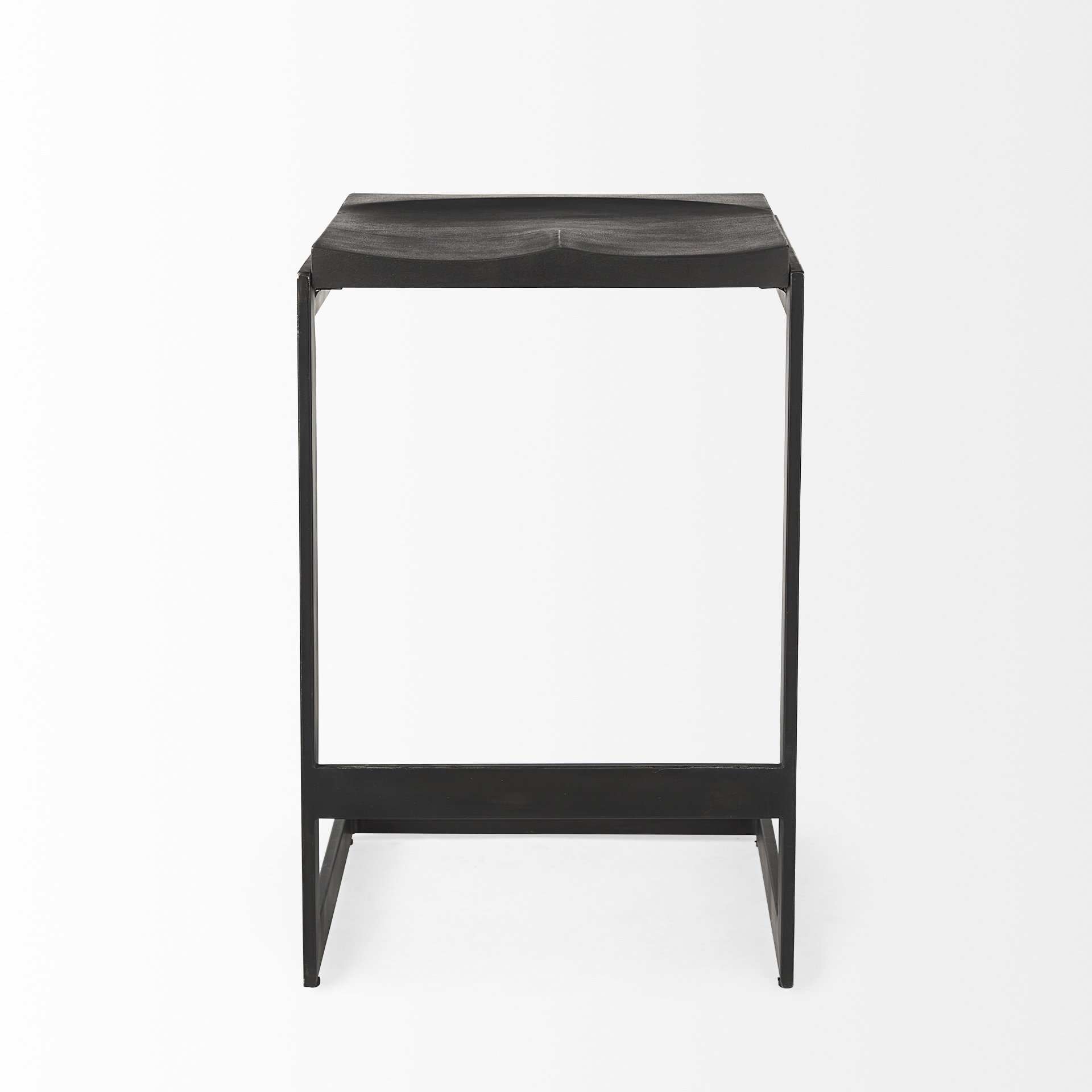 kiran 17l x 17w x 26h black wood w/ black metal base c-shape counter stool
