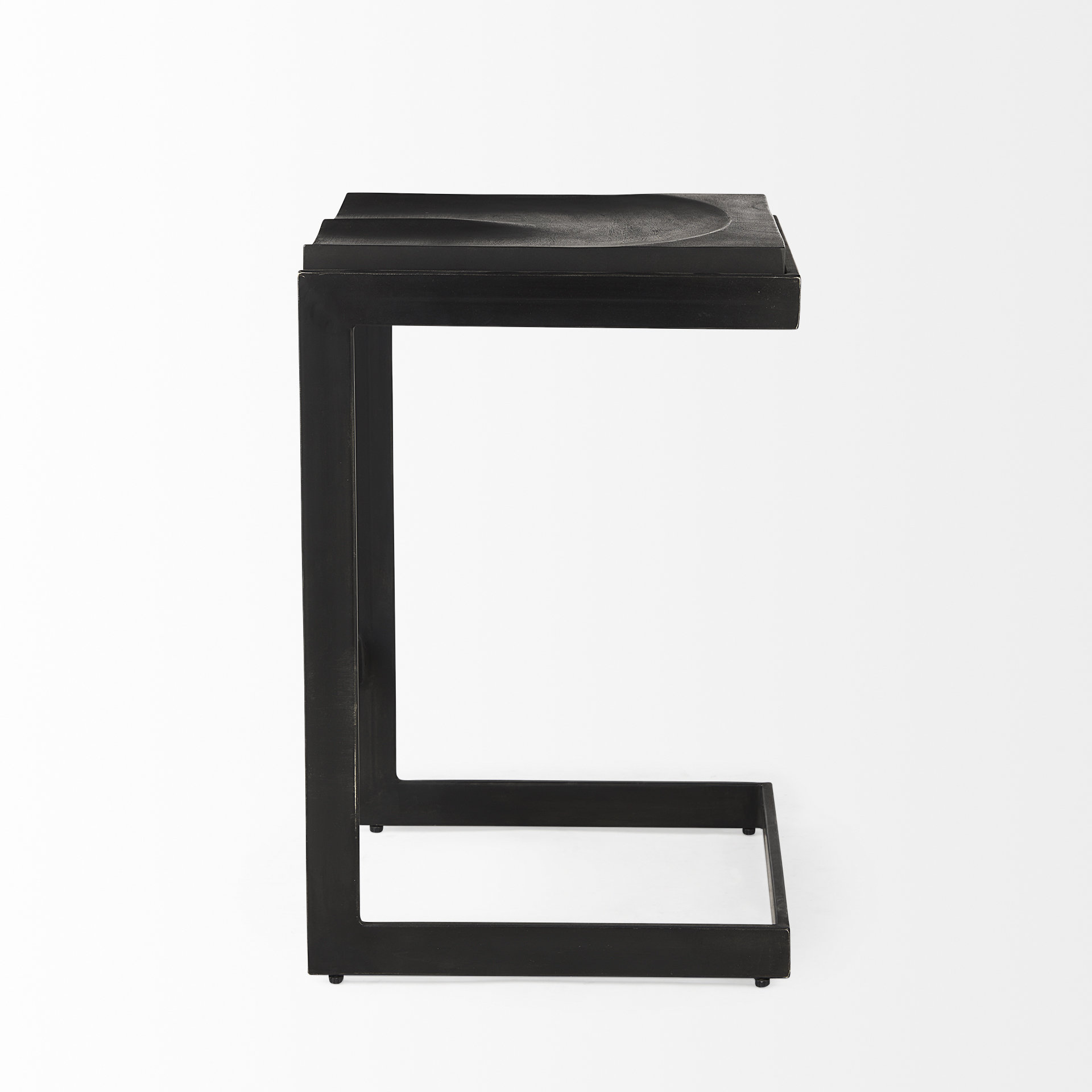 kiran 17l x 17w x 26h black wood w/ black metal base c-shape counter stool