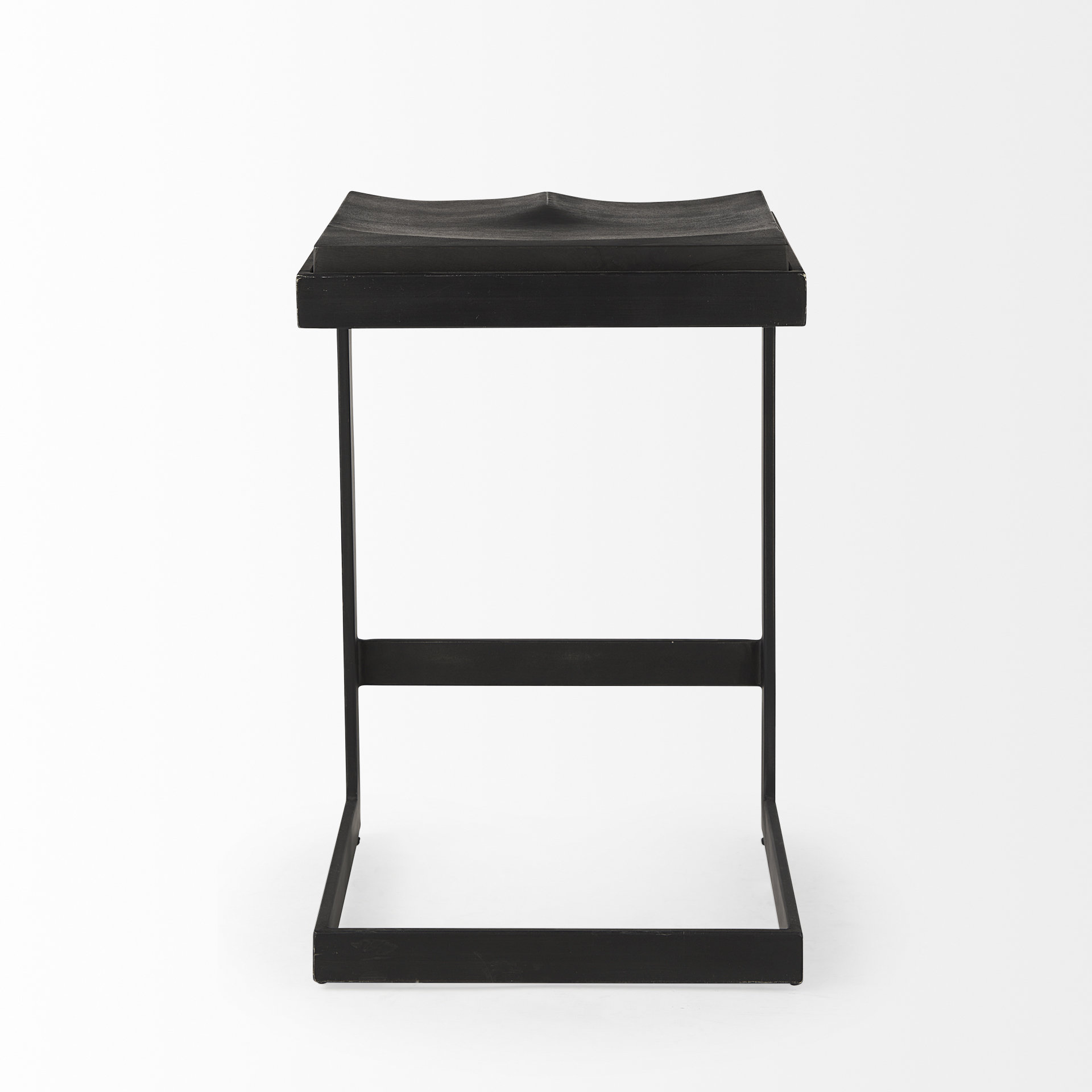 kiran 17l x 17w x 26h black wood w/ black metal base c-shape counter stool