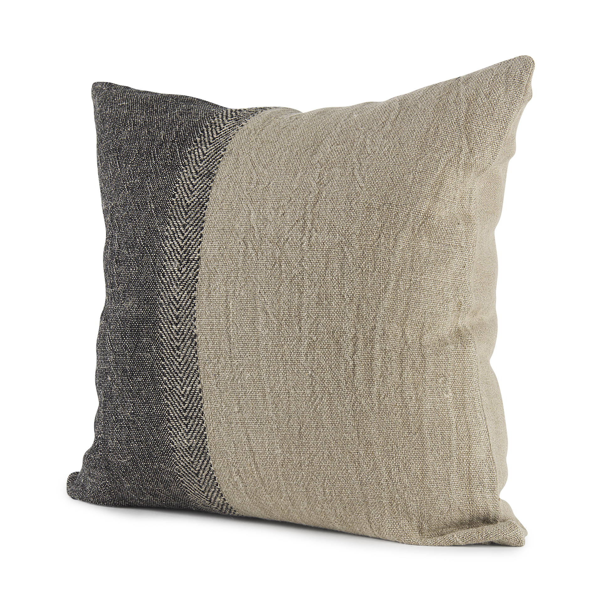 isolde 20l x 20w beige and black fabric color blocked decorative pillow cover