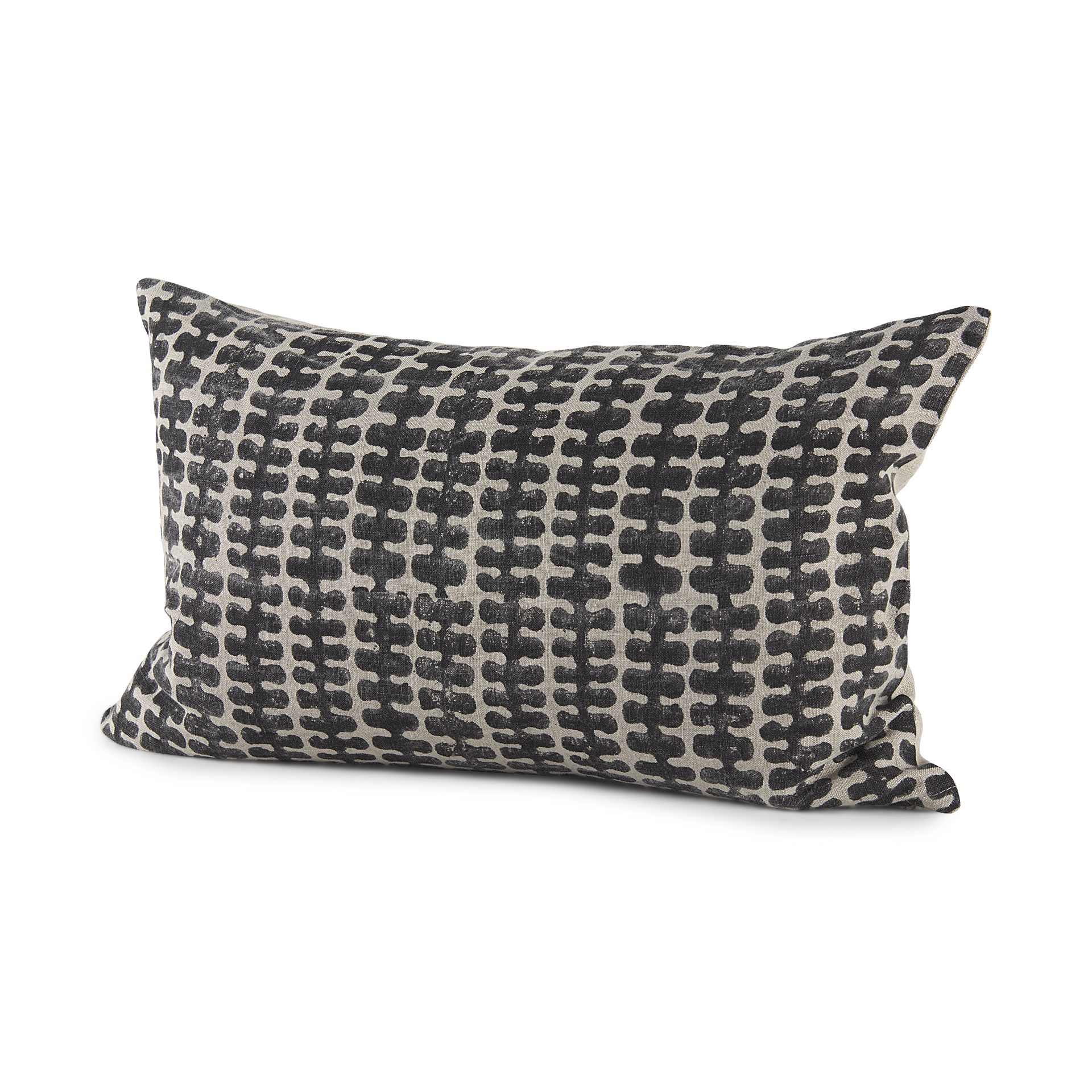 miriam 13l x 21w beige and black fabric patterned decorative pillow cover