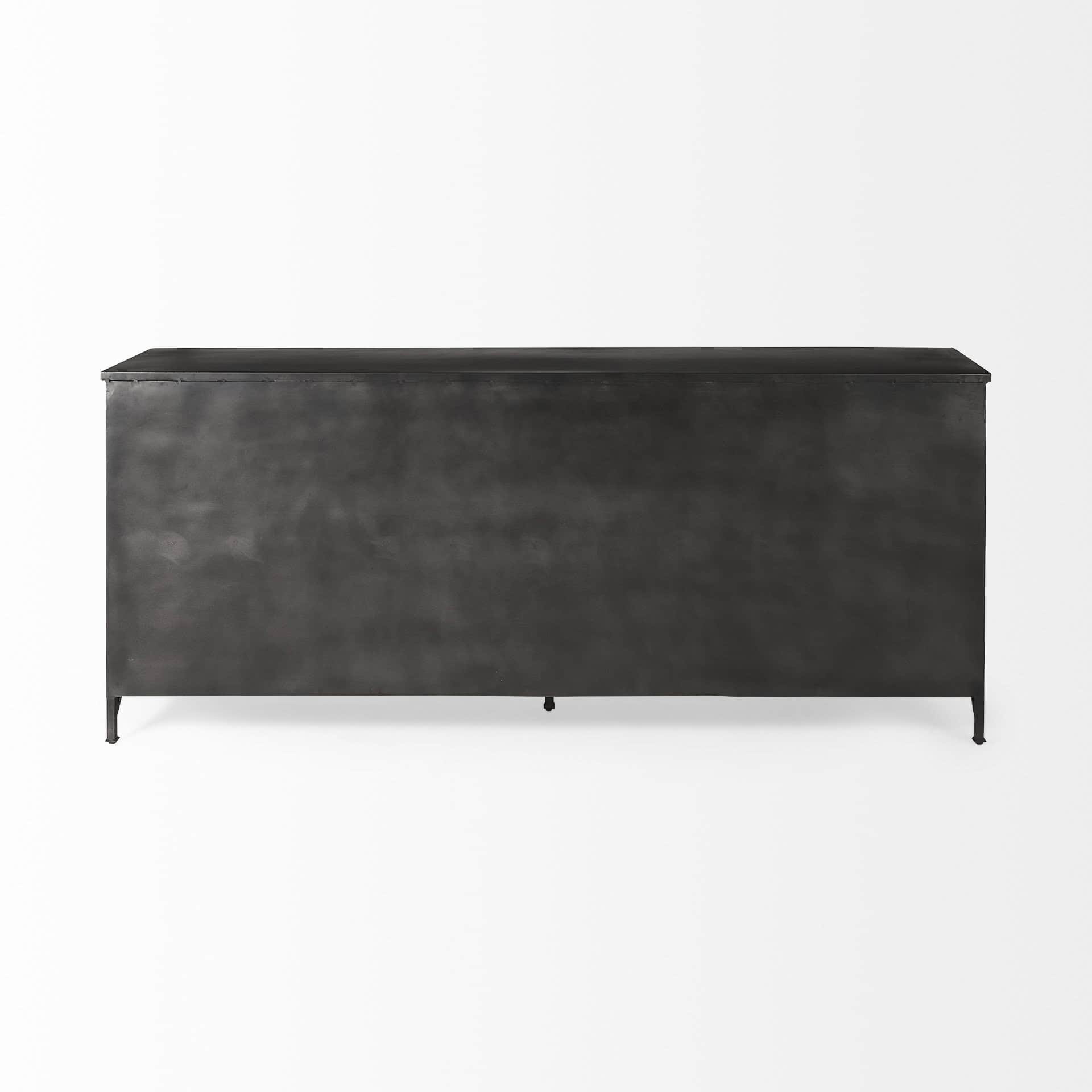 poppy i 79x16 black metal with glass door sideboard