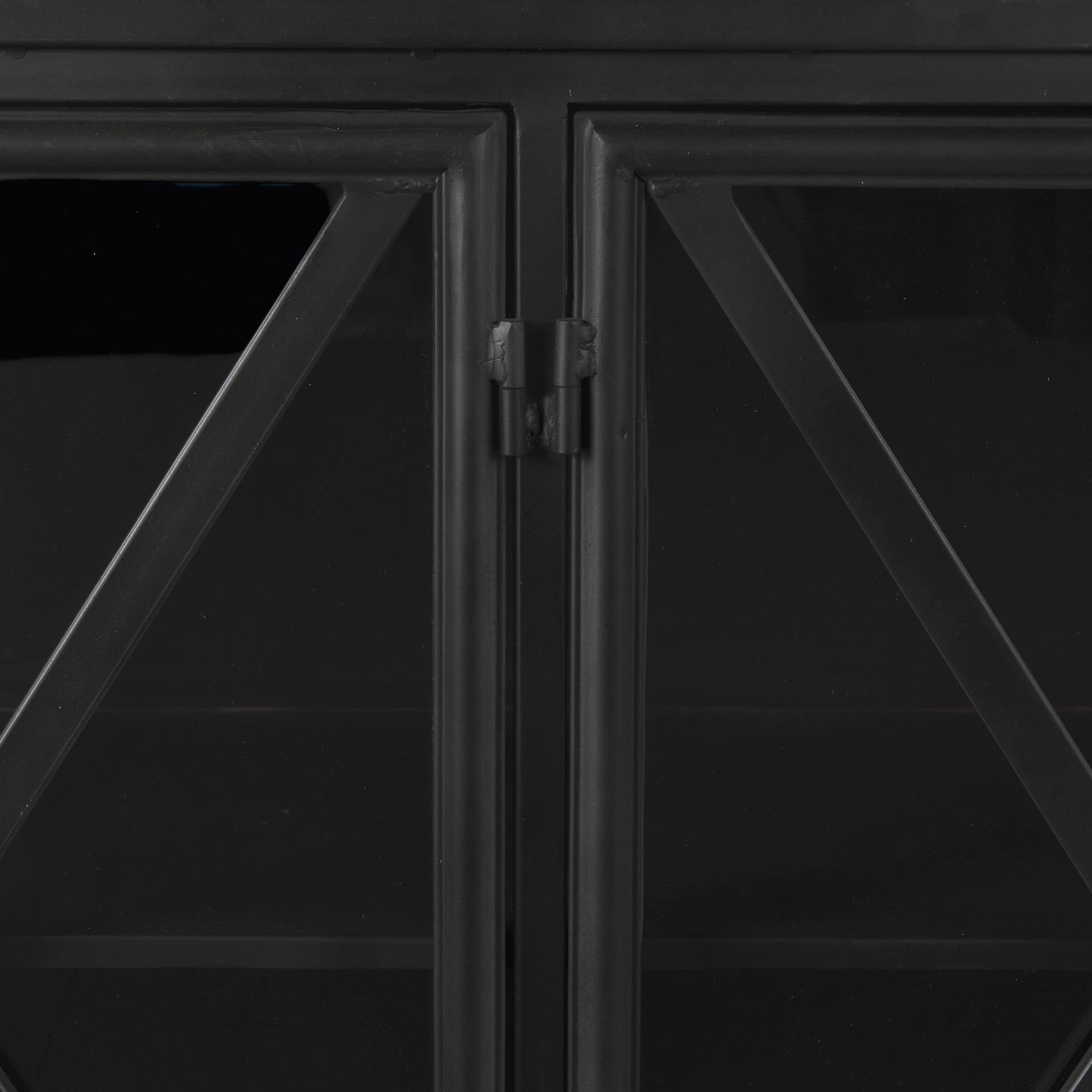 poppy i 79x16 black metal with glass door sideboard