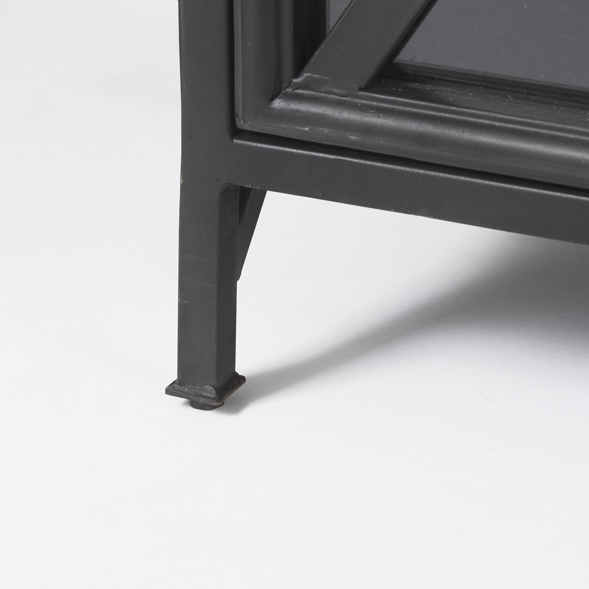 poppy i 79x16 black metal with glass door sideboard