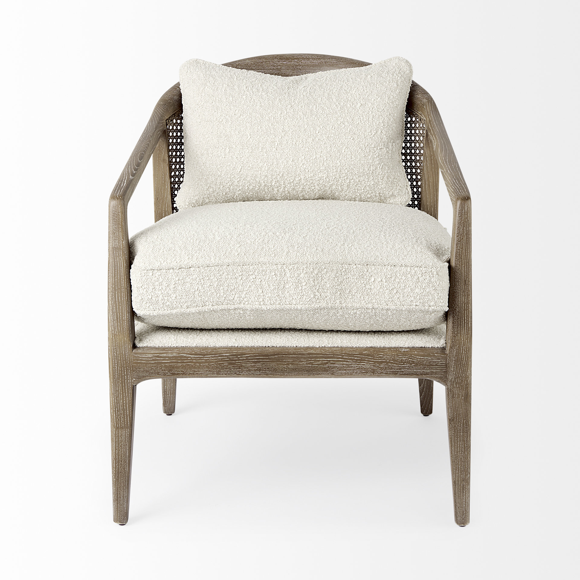 landon 25.6l x 29.1w x 30.5h light brown wood w/ cream fabric seat and cane back accent chair