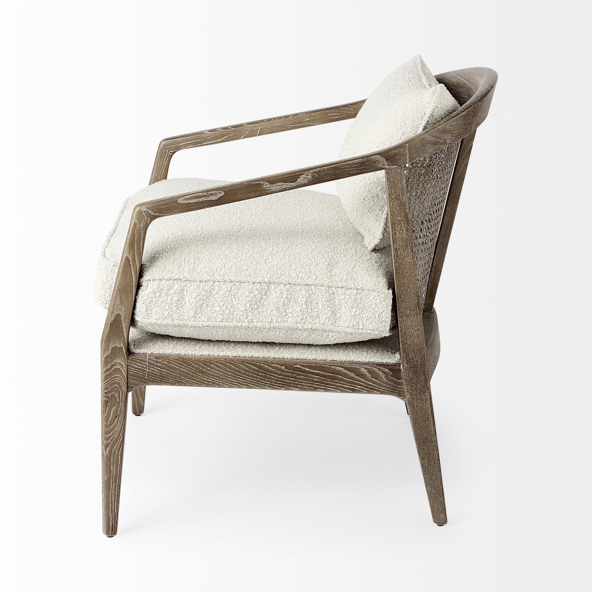 landon 25.6l x 29.1w x 30.5h light brown wood w/ cream fabric seat and cane back accent chair