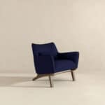 Grey Boucle Mid Century Modern Armchair With Round Arms