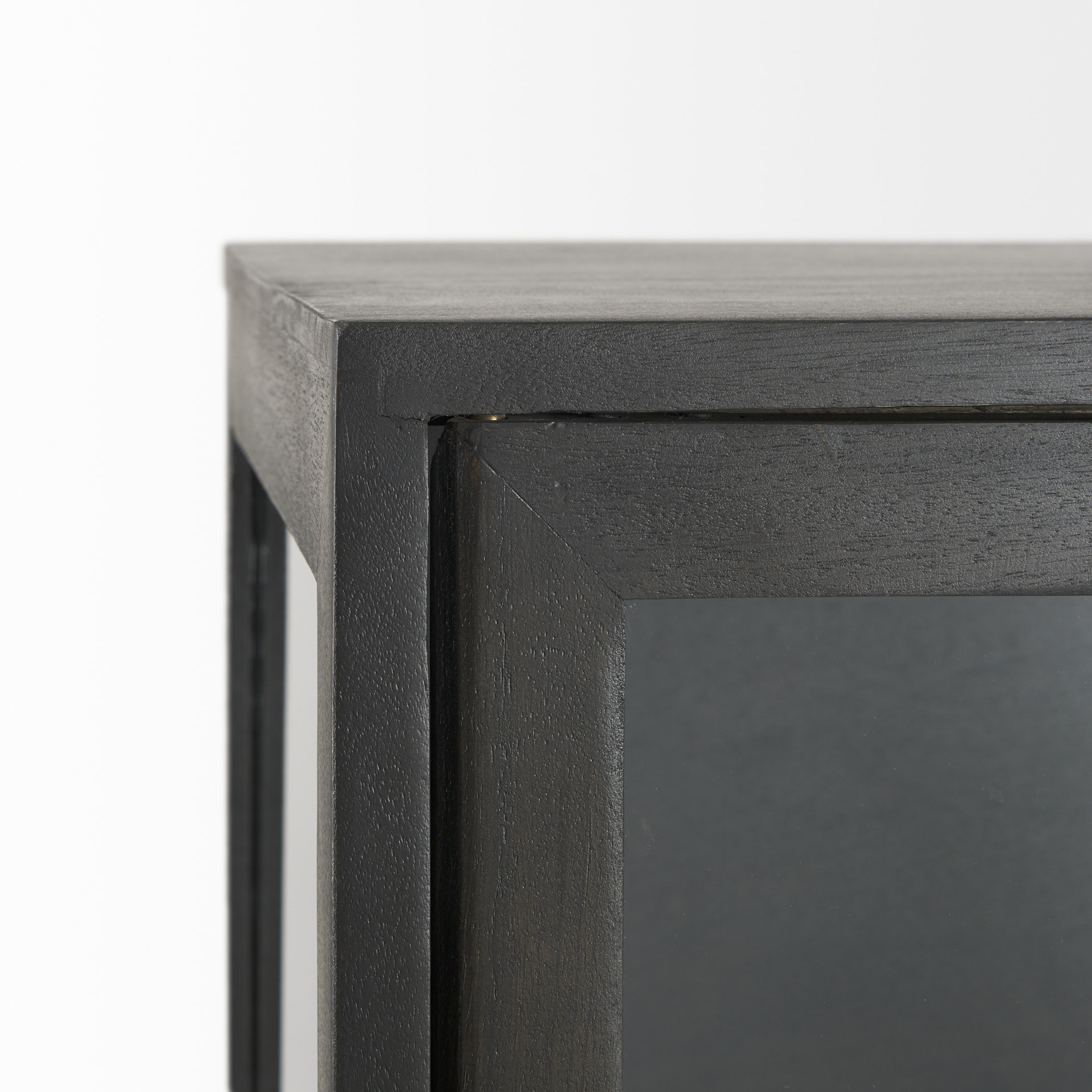 arelius 36l x 18w x 63h black-brown wood w/ black metal base display cabinet