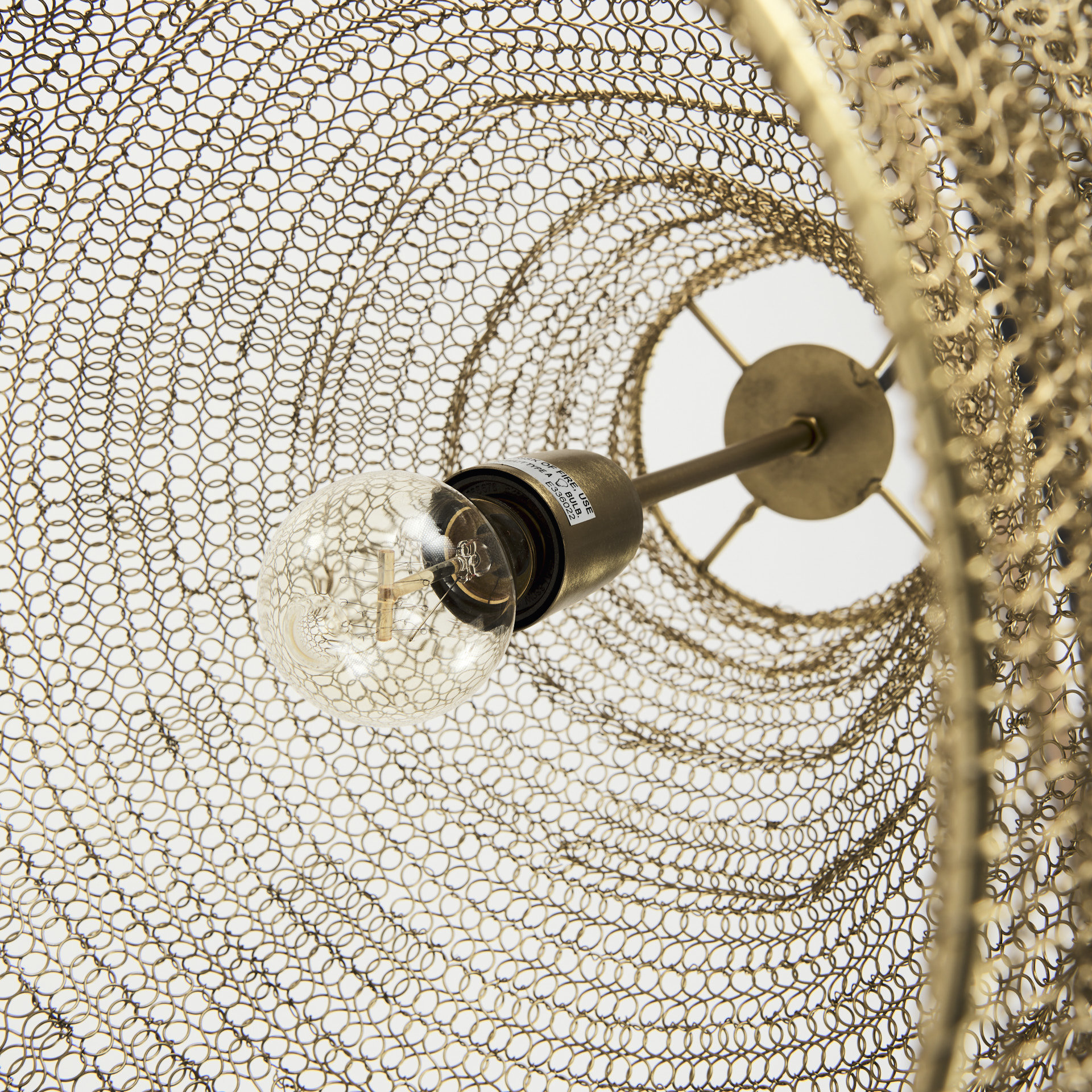 halycon 16.0l x 16.0w x 20.0h gold mesh and iron pendant light