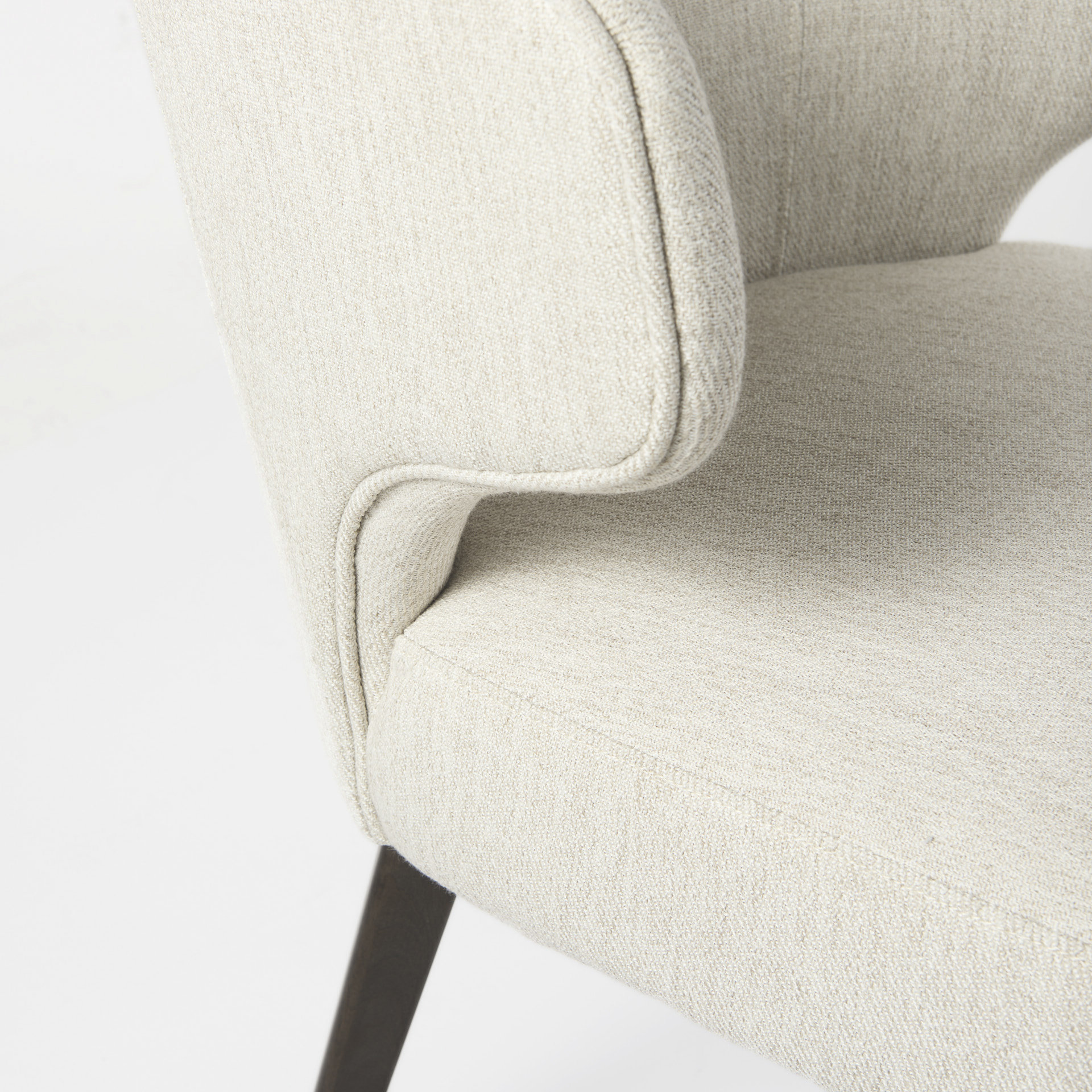 niles 22.5l x 24.0w x 32.0h cream fabric seat w/ dark brown wooden legs wingback dining chair