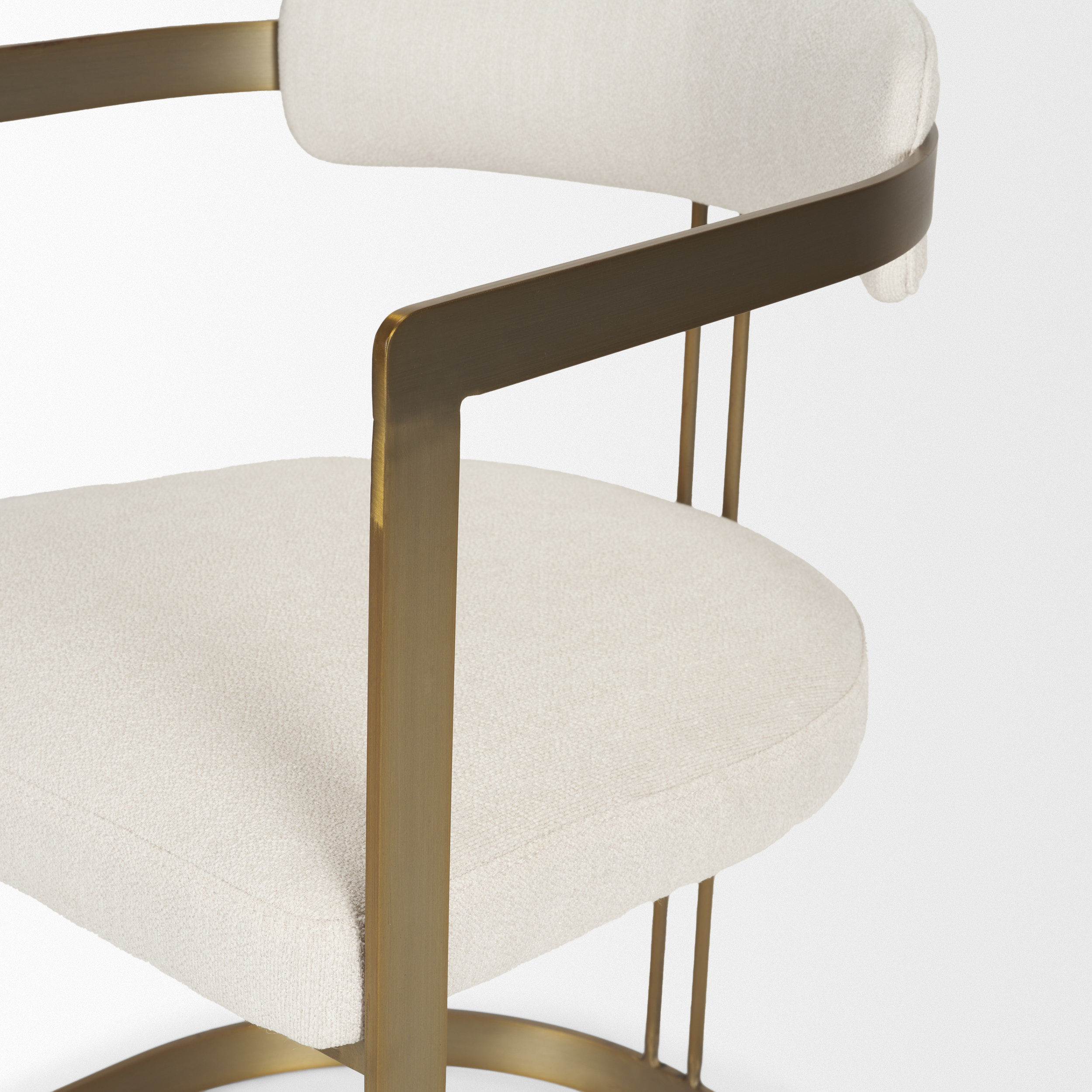 hollyfield ii cream fabric seat w/ gold iron frame dining chair