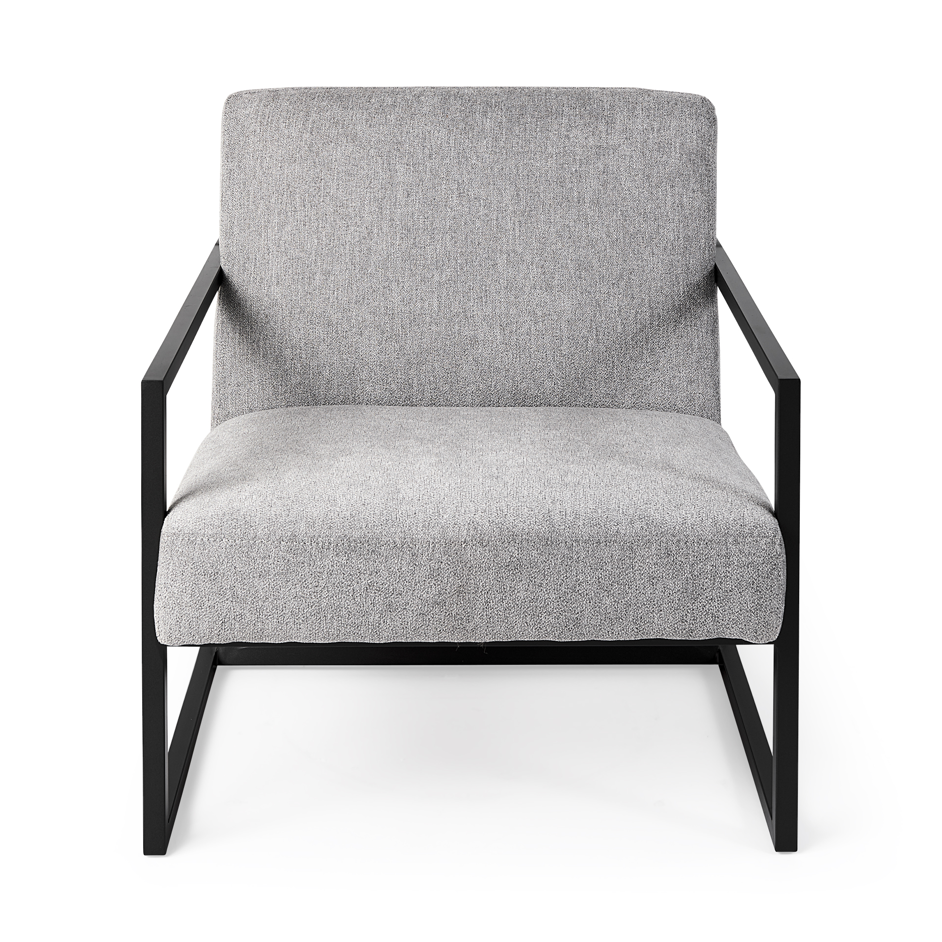 armelle gray fabric seat w/black metal frame accent chair