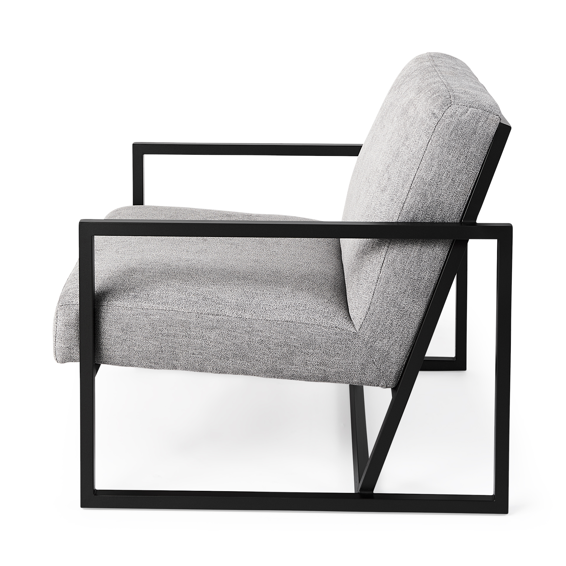 armelle gray fabric seat w/black metal frame accent chair