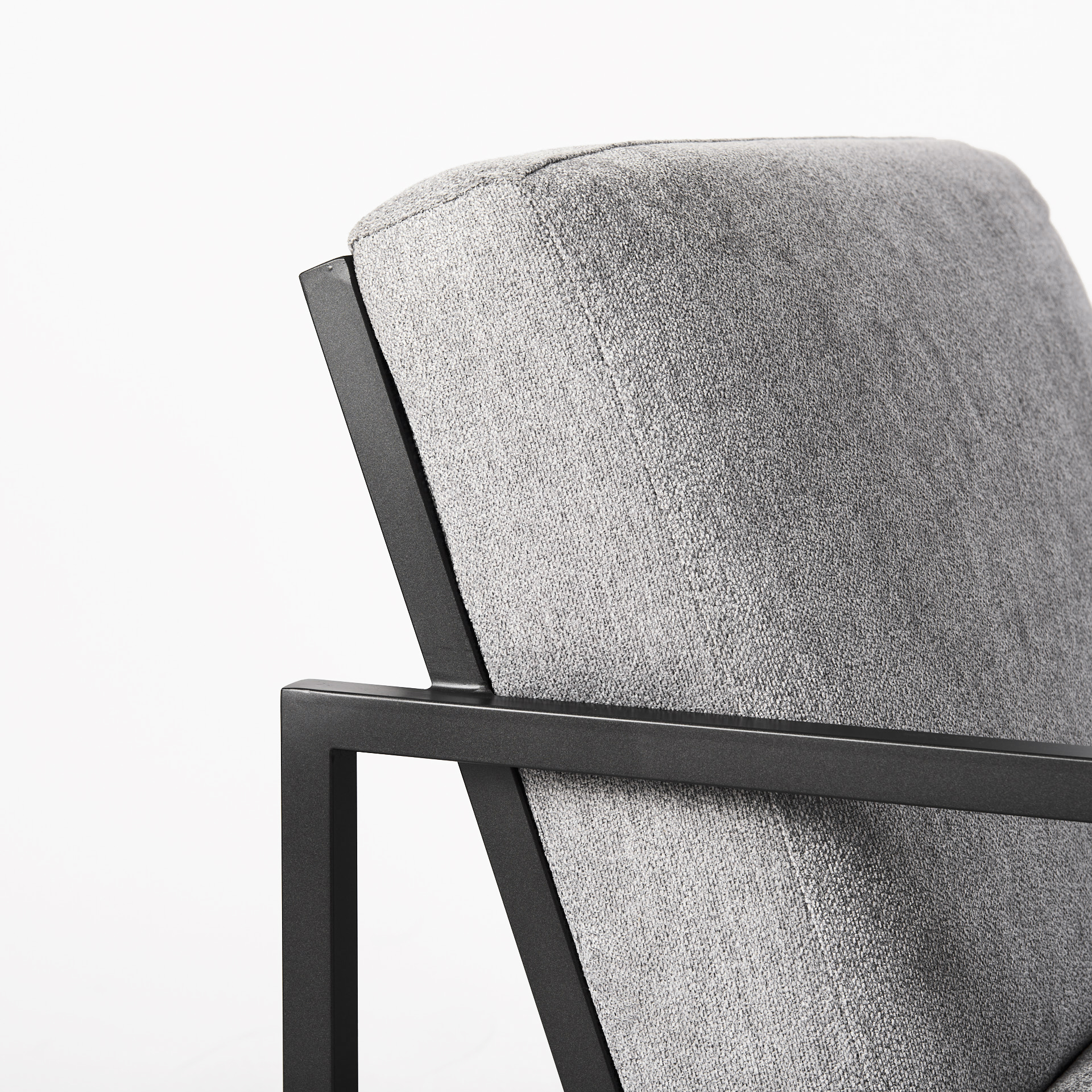 armelle gray fabric seat w/black metal frame accent chair