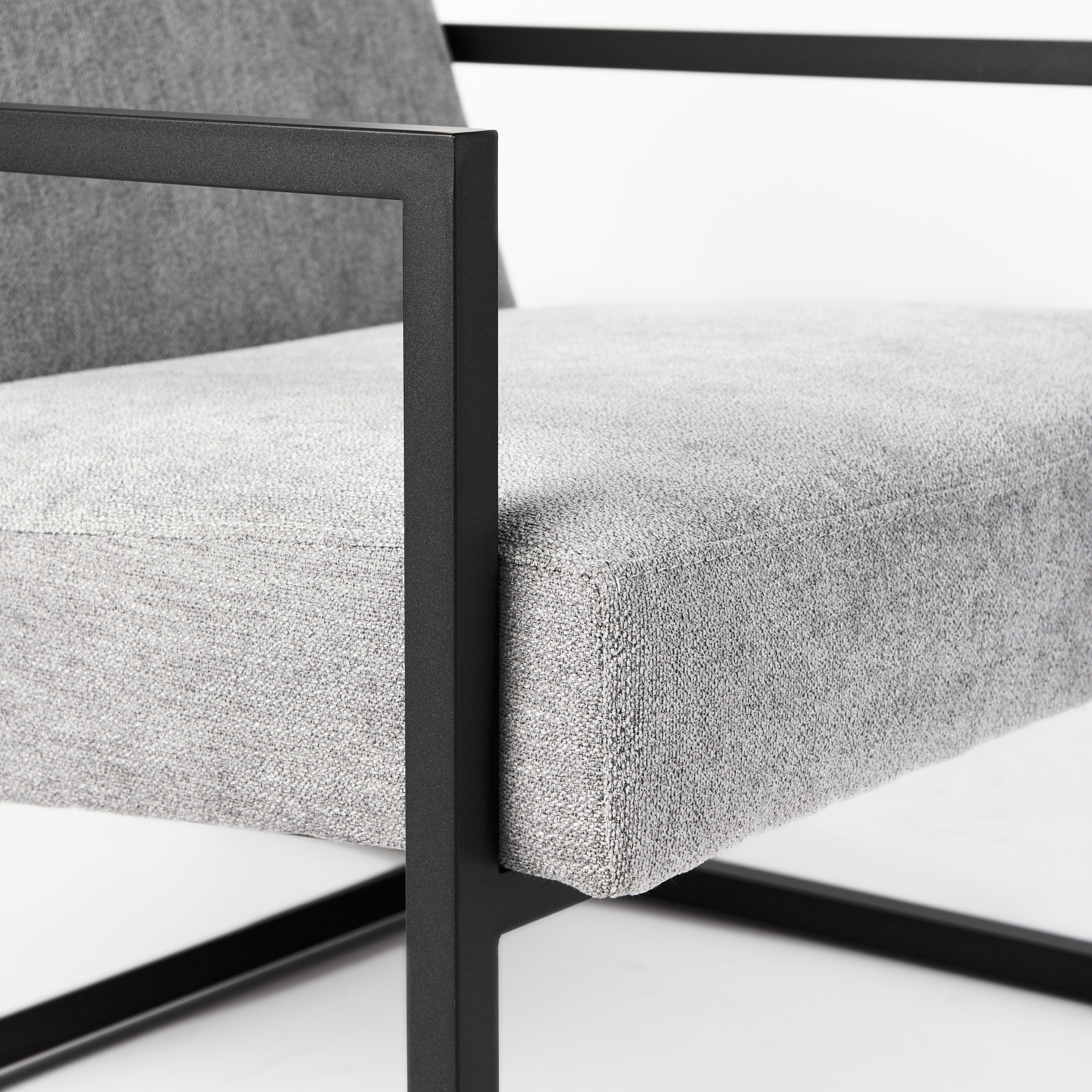 armelle gray fabric seat w/black metal frame accent chair