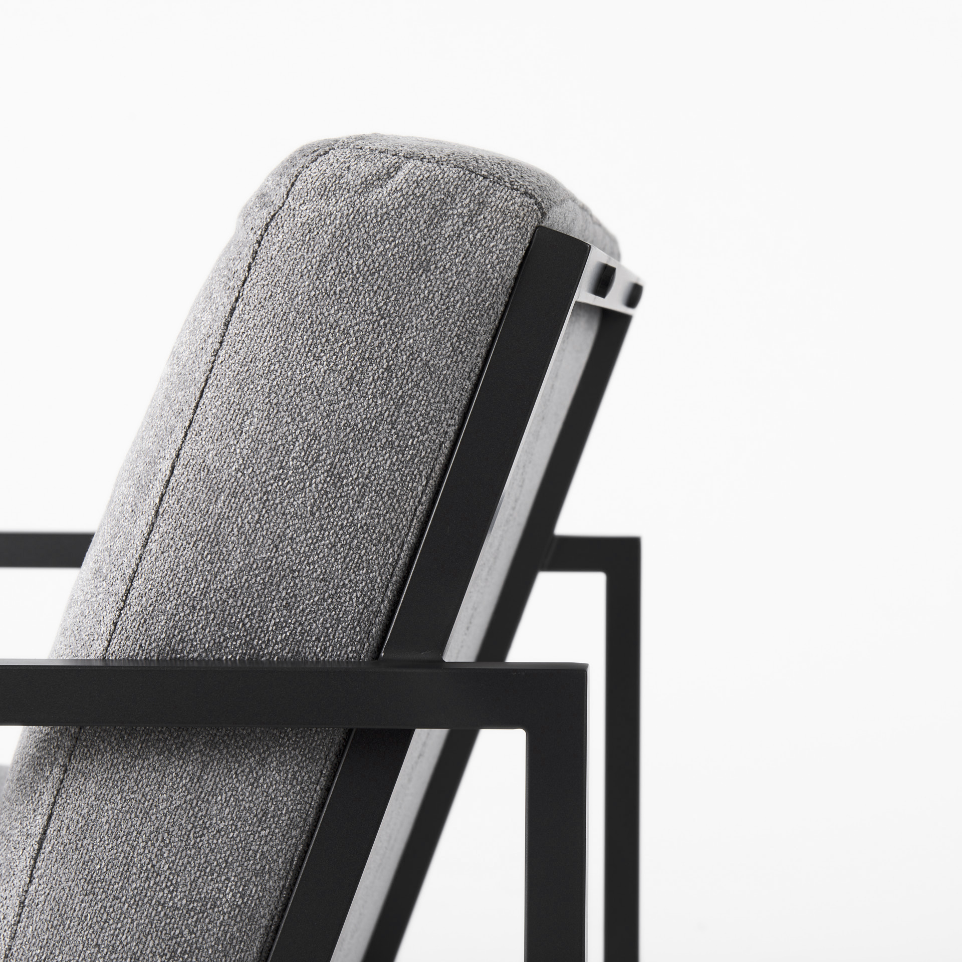 armelle gray fabric seat w/black metal frame accent chair