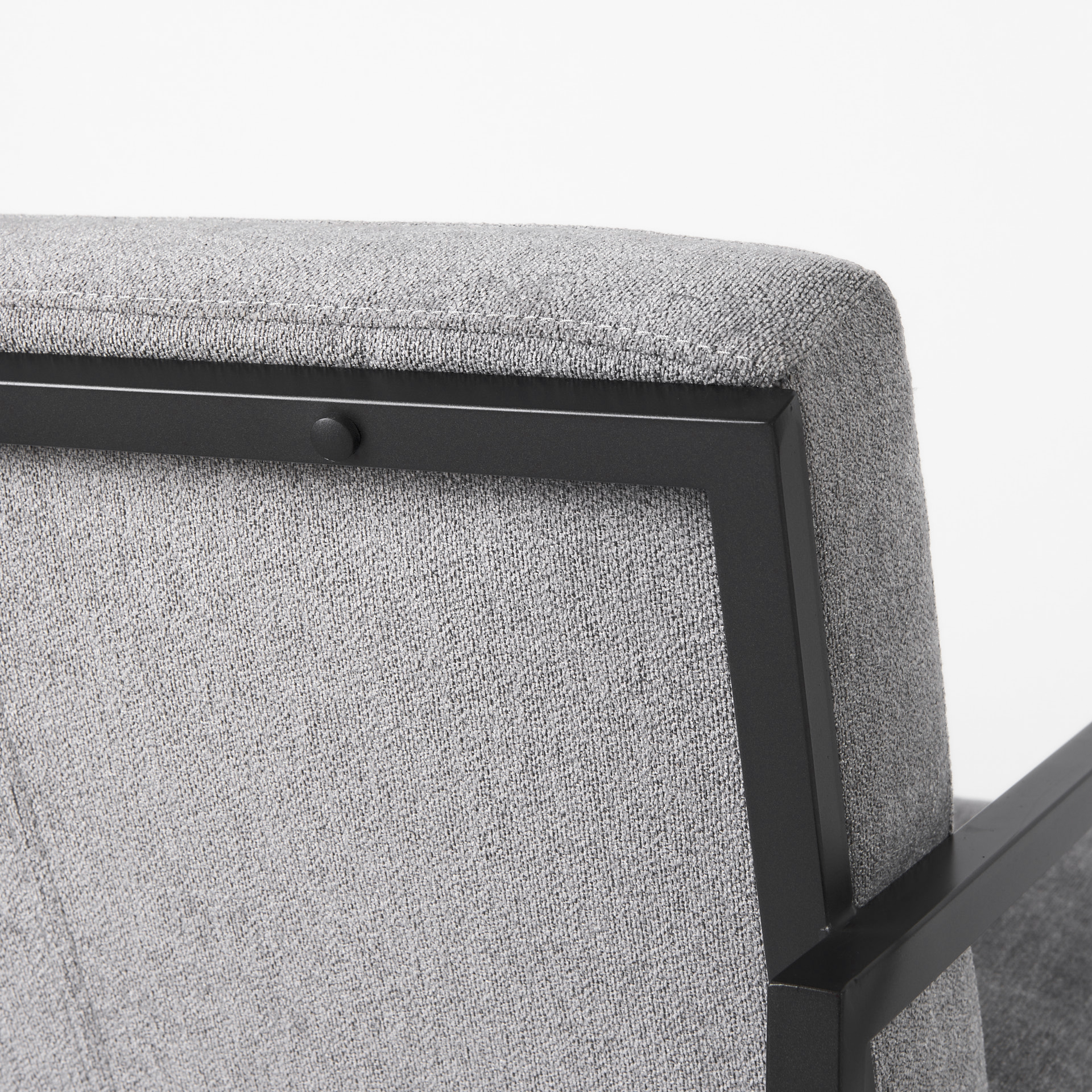 armelle gray fabric seat w/black metal frame accent chair