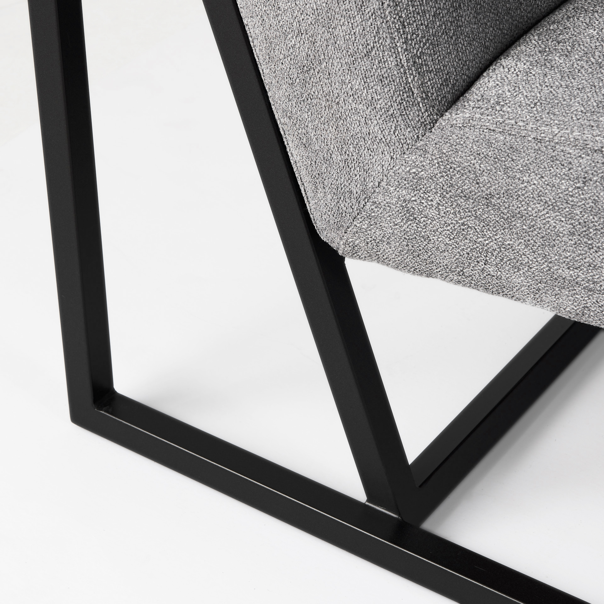 armelle gray fabric seat w/black metal frame accent chair