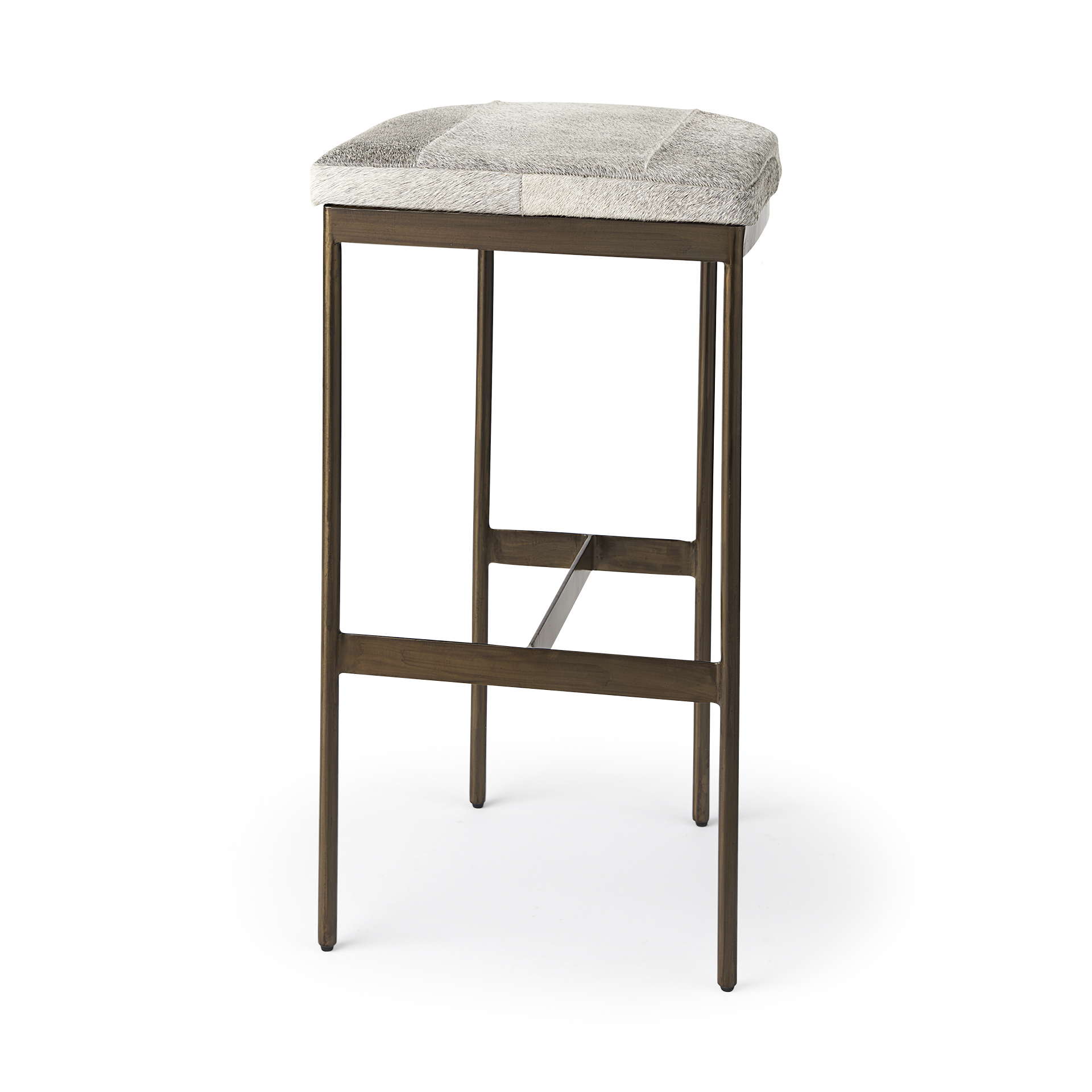 millie 16.75 x 17.75 x 30 hair-on-hide seat w/ gold frame bar stool