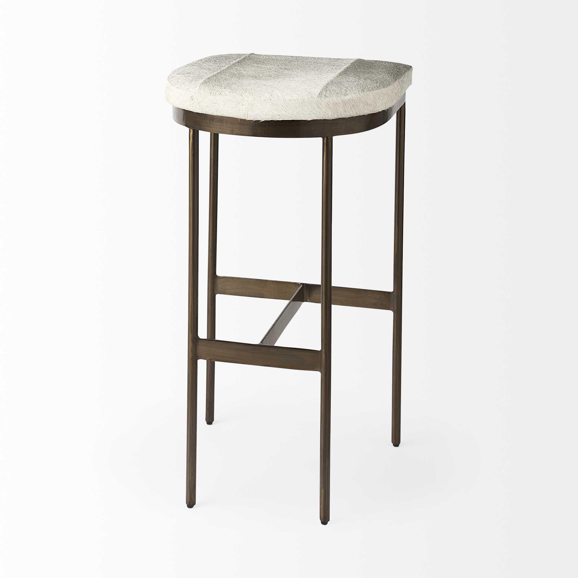 millie 16.75 x 17.75 x 30 hair-on-hide seat w/ gold frame bar stool