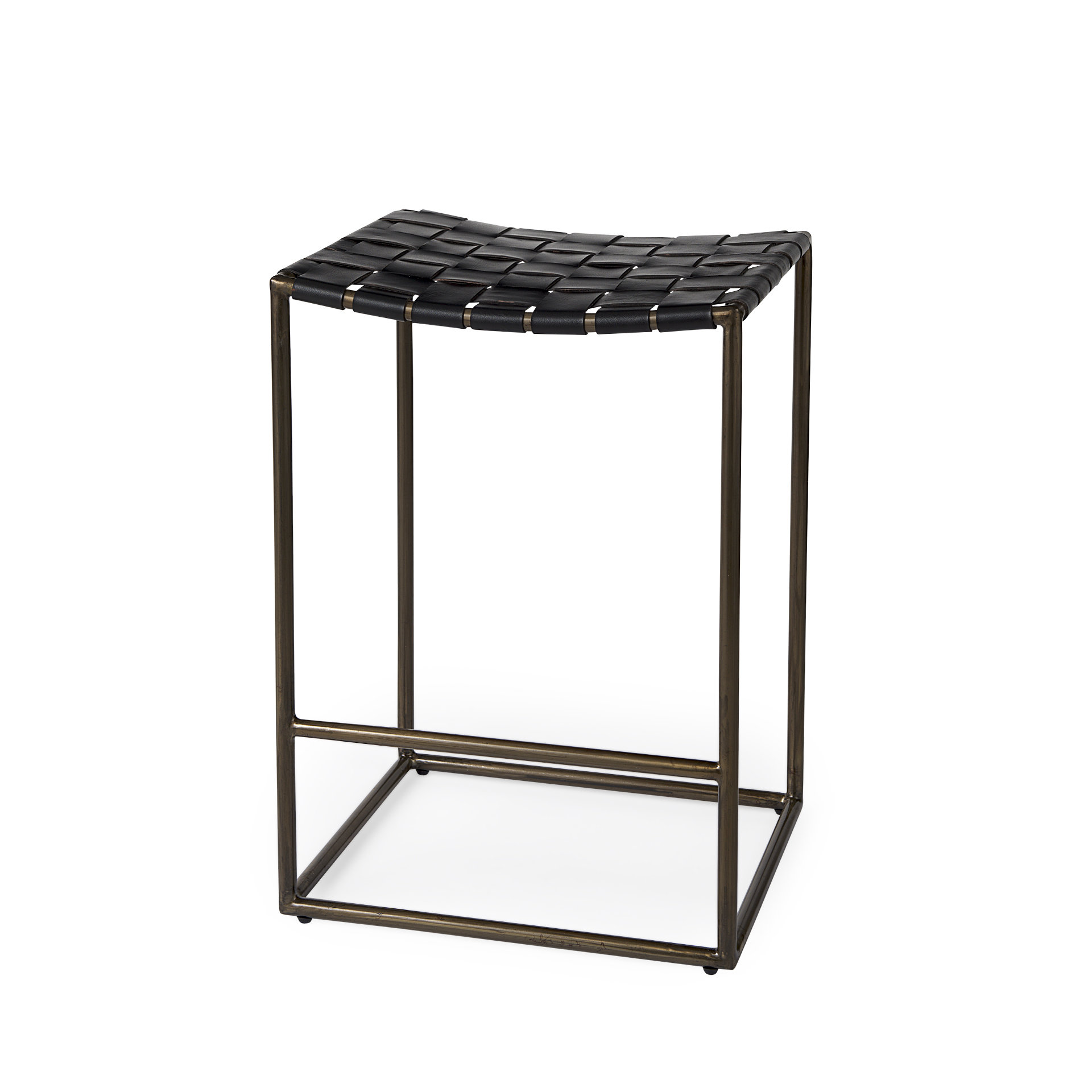 clarissa 18.0l x 16.0w x 26.25h black woven leather seat w/ gold frame counter stool