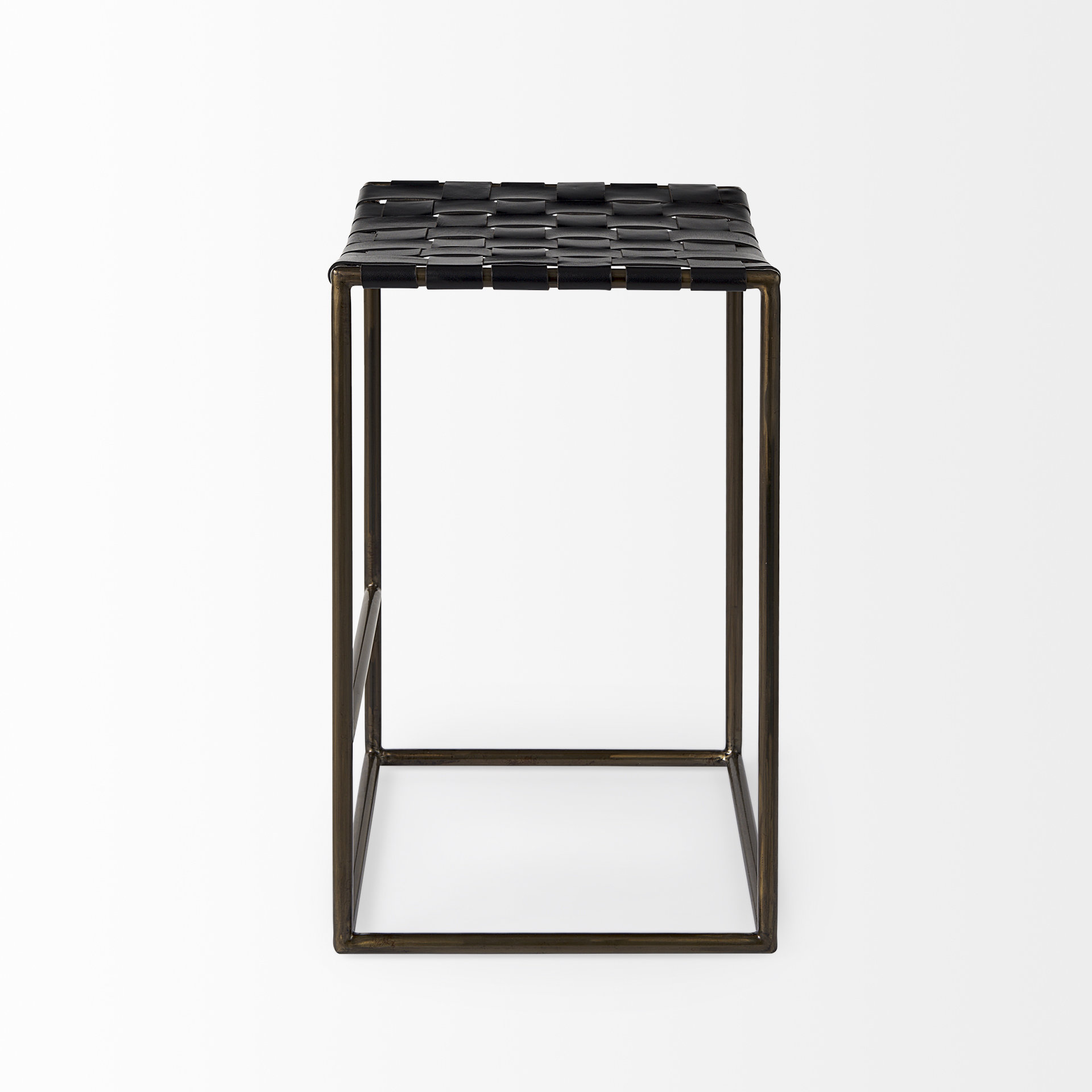 clarissa 18.0l x 16.0w x 26.25h black woven leather seat w/ gold frame counter stool