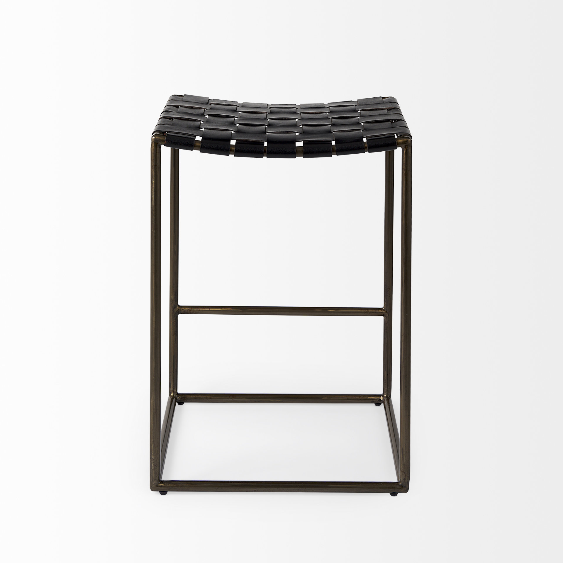 clarissa 18.0l x 16.0w x 26.25h black woven leather seat w/ gold frame counter stool