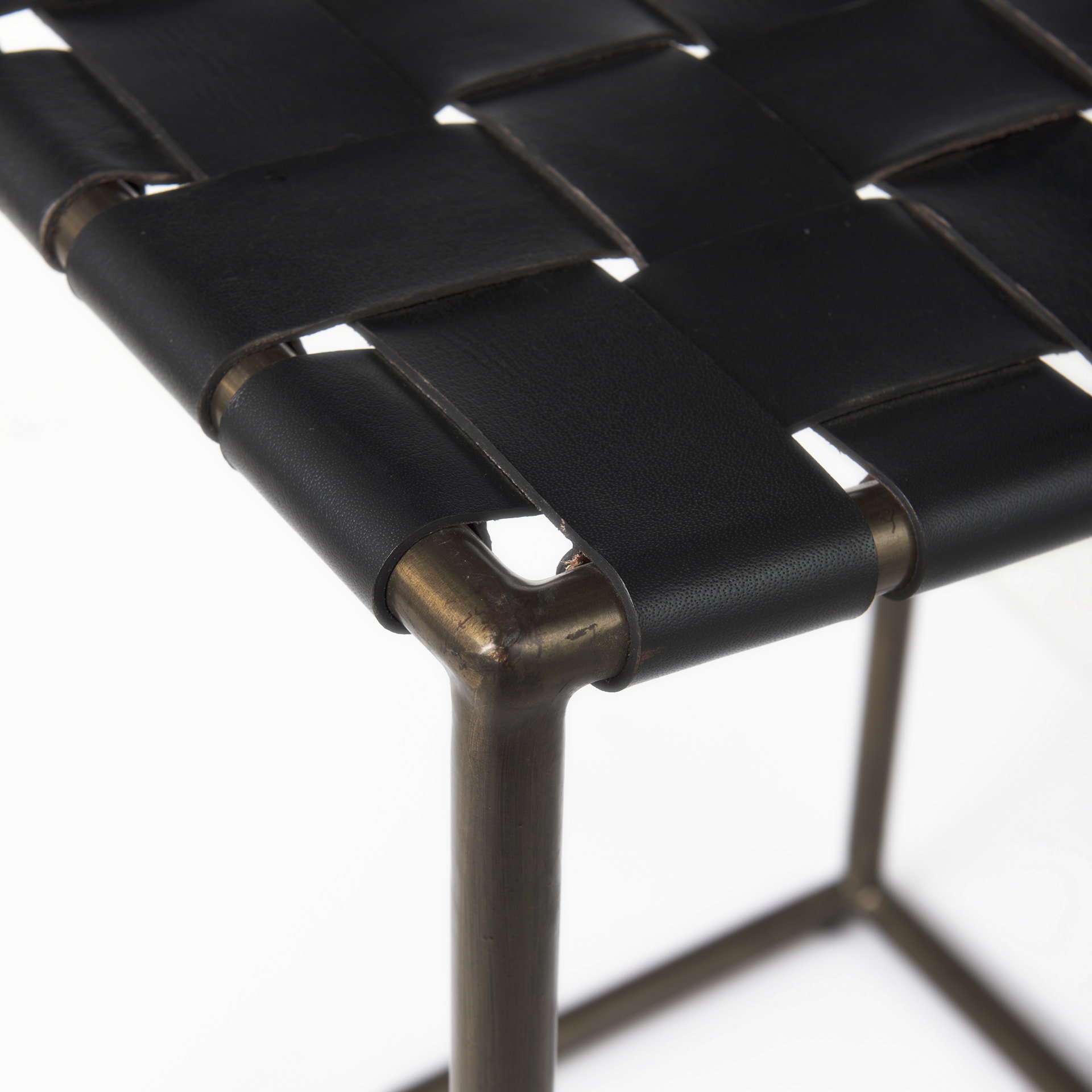clarissa 18.0l x 16.0w x 26.25h black woven leather seat w/ gold frame counter stool