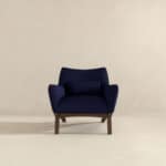 Grey Boucle Mid Century Modern Armchair With Round Arms