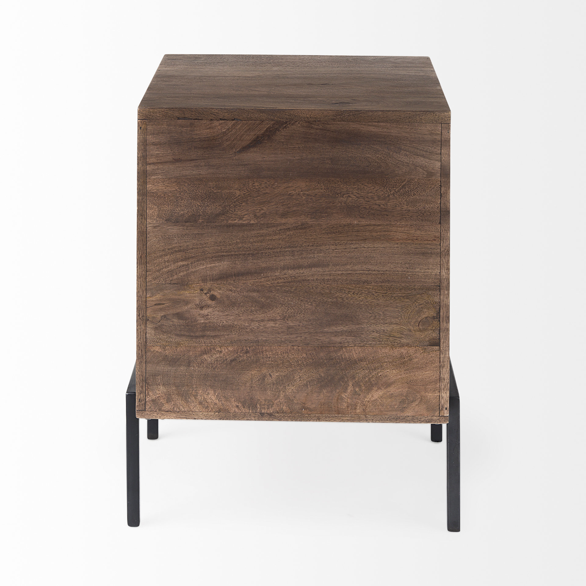 arelius 20l x 18w x 26h medium brown wood w/ black metal frame end/side table