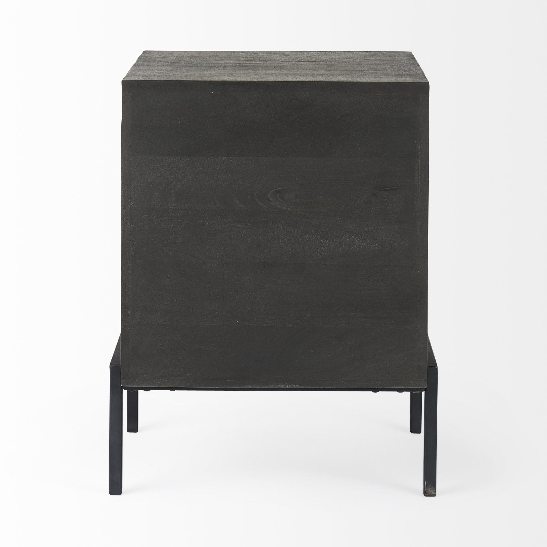 arelius 20l x 18w x 26h black-brown wood w/ black metal frame end/side table