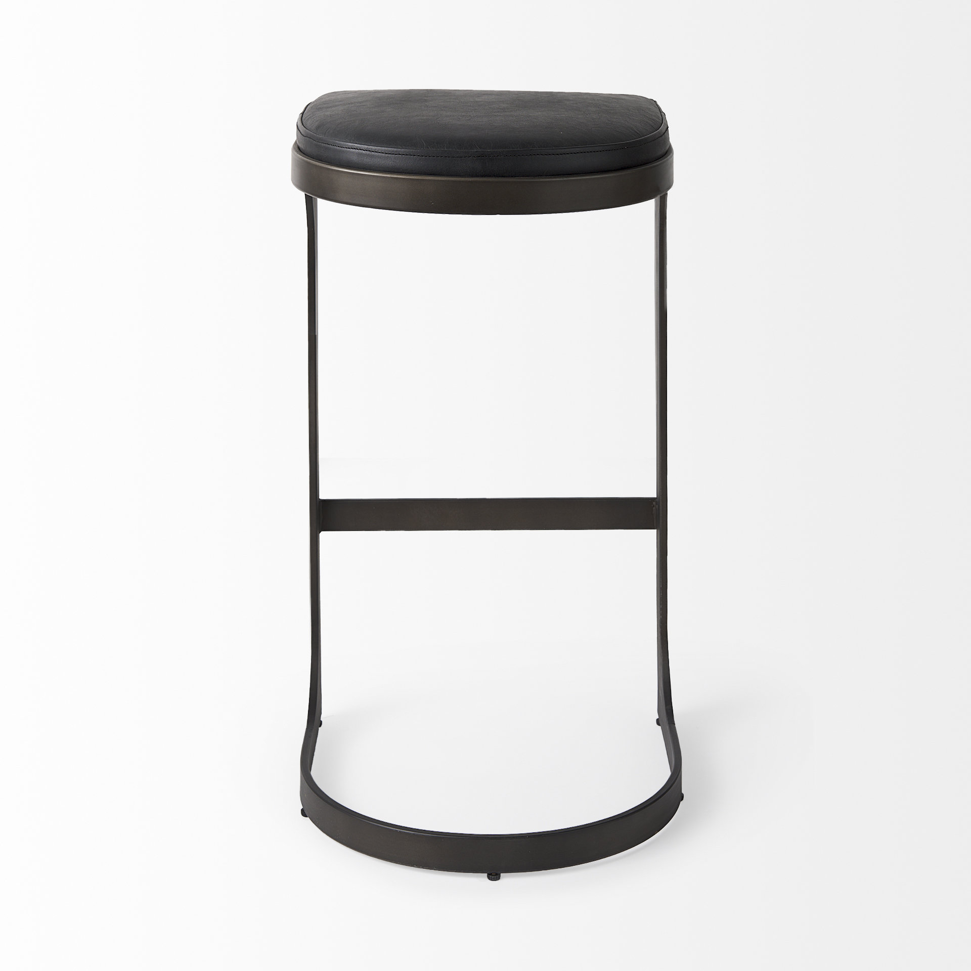 tyson 17l x 18w x 31h black leather w/ metal frame bar stool