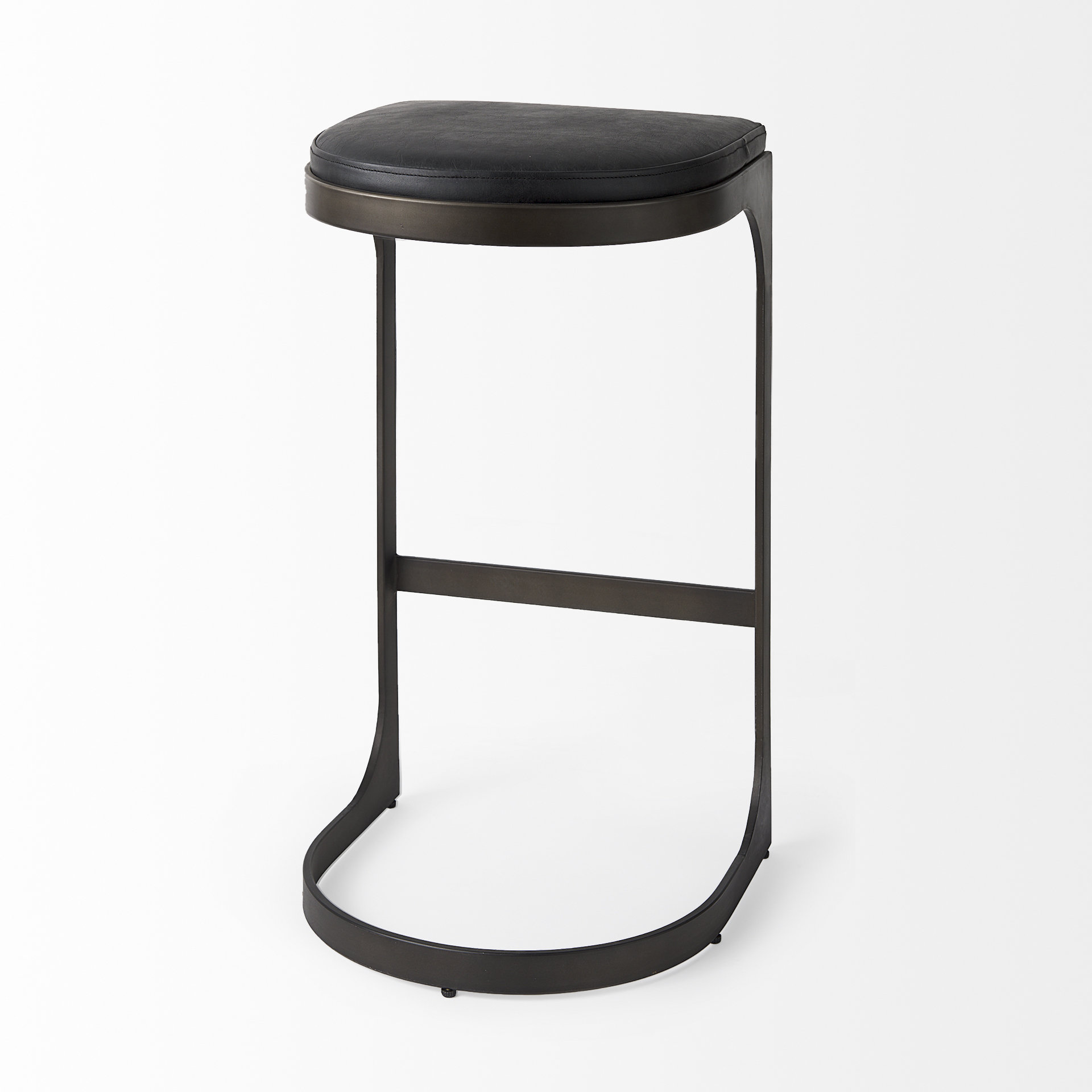 tyson 17l x 18w x 31h black leather w/ metal frame bar stool