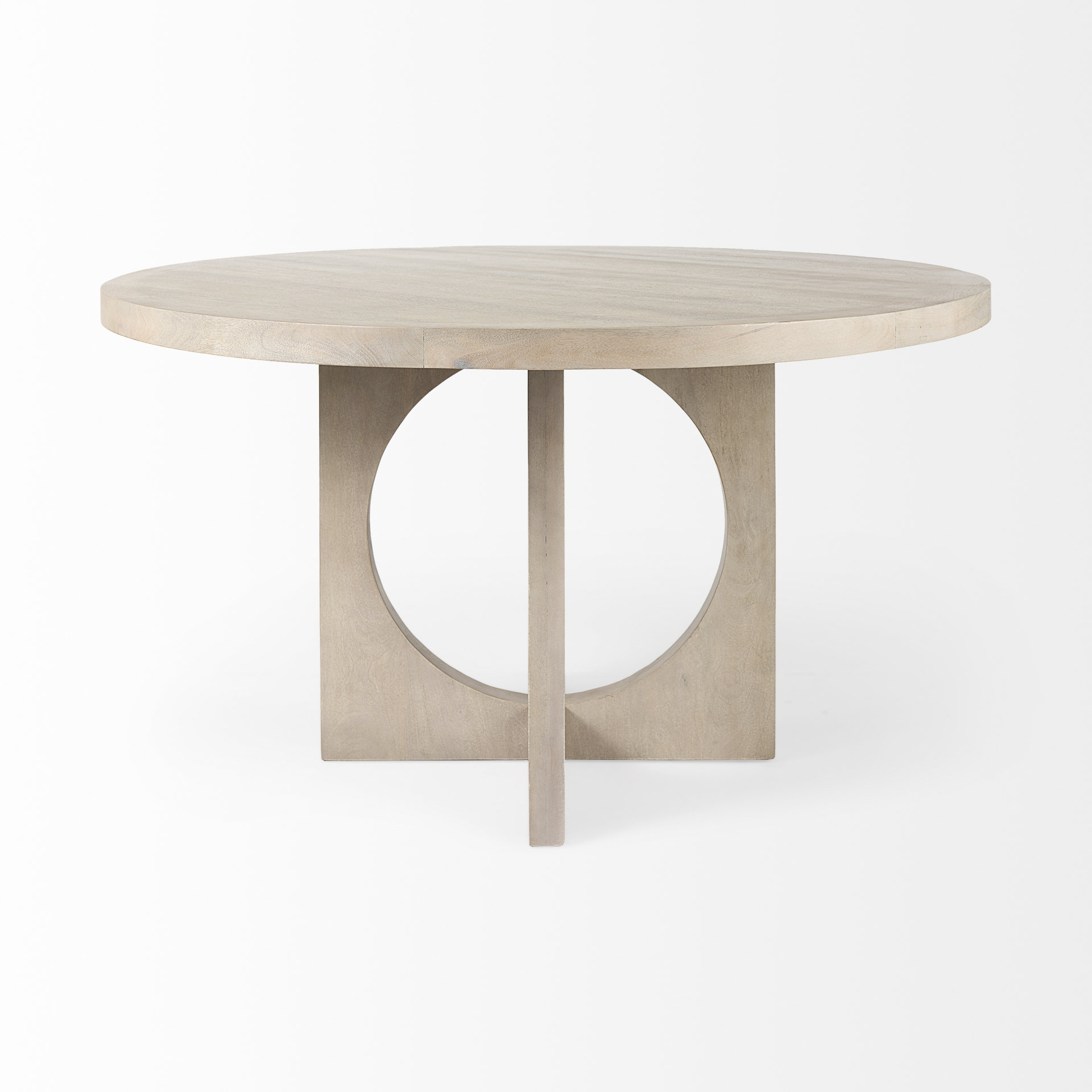 liesl 54.l x 54.0w x 30.0h barely gray finished wood w/ circular top dining table