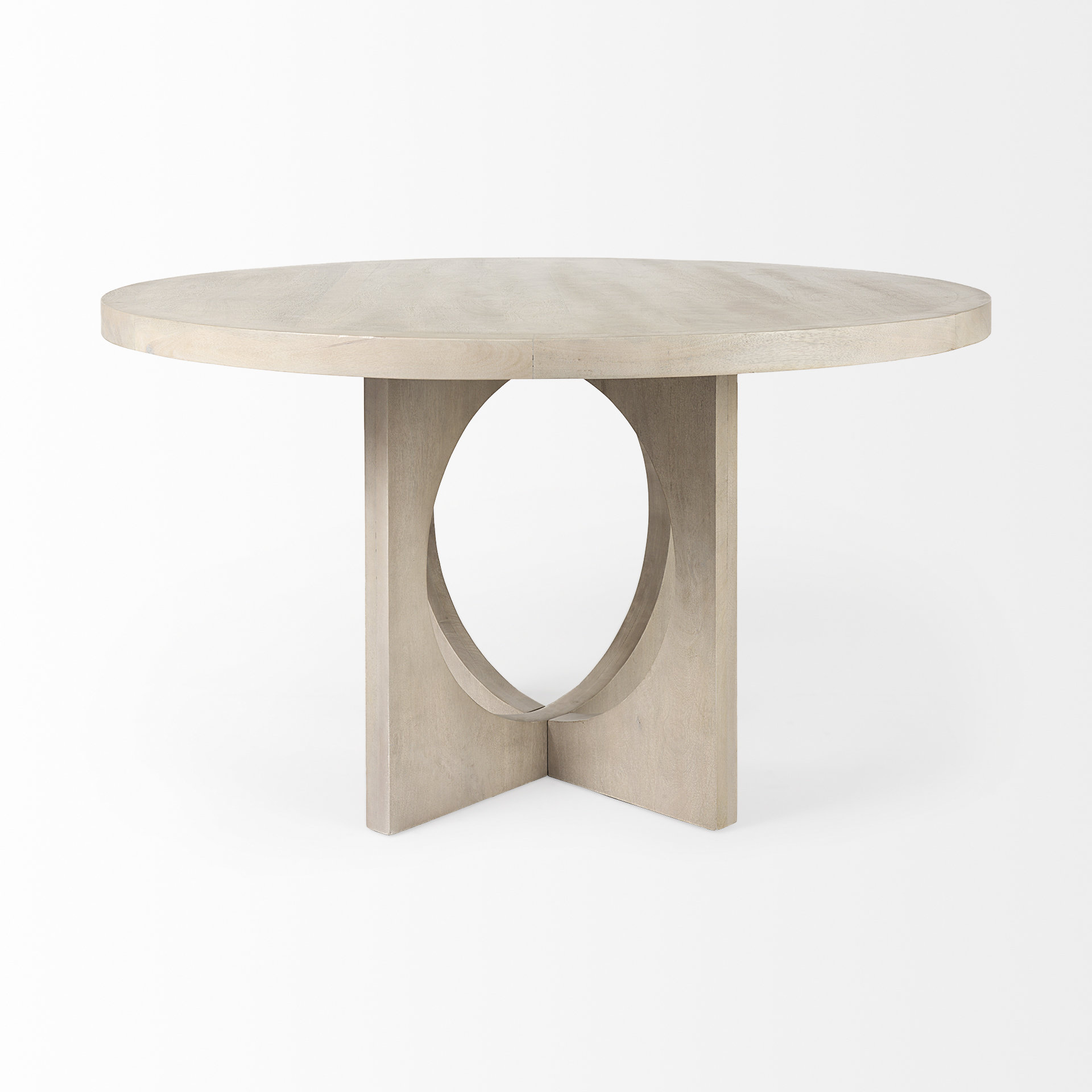 liesl 54.l x 54.0w x 30.0h barely gray finished wood w/ circular top dining table