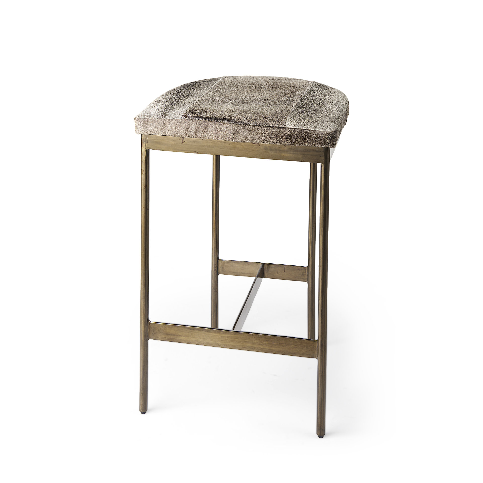 millie 16.75 x 17.75 x 26.25 hair-on-hide seat w/ gold metal frame counter stool