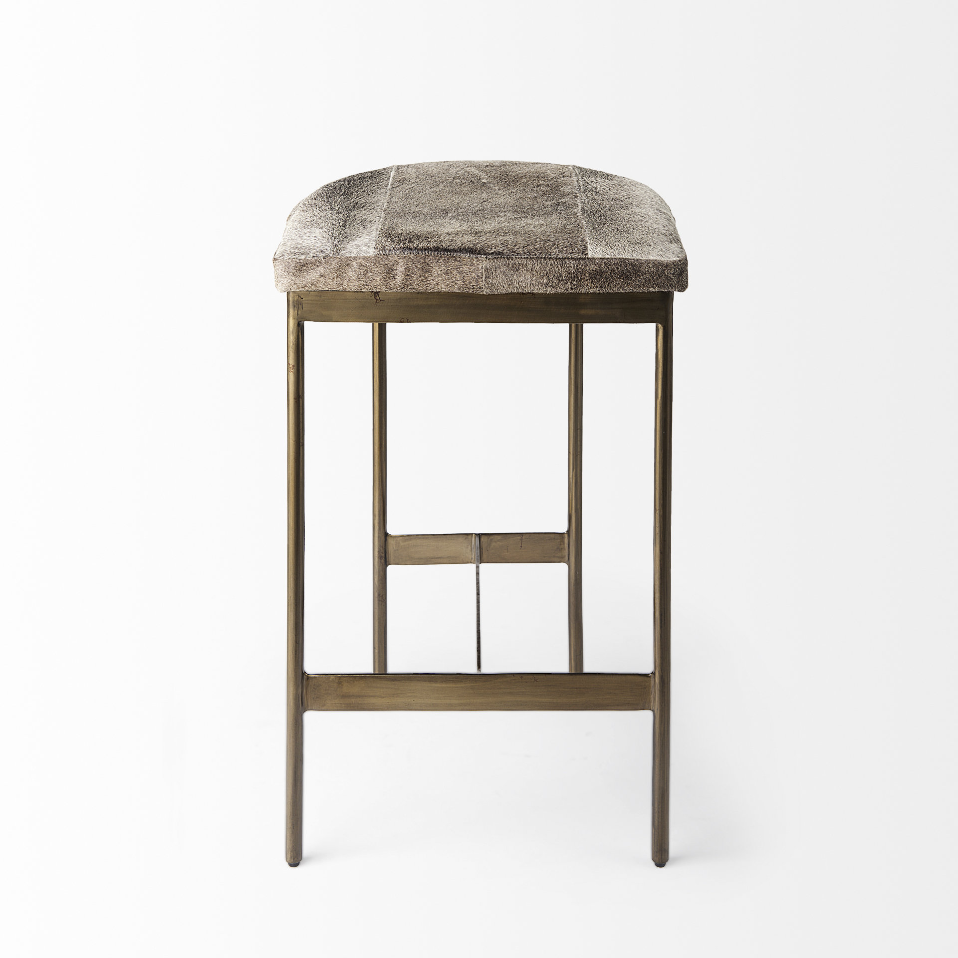 millie 16.75 x 17.75 x 26.25 hair-on-hide seat w/ gold metal frame counter stool
