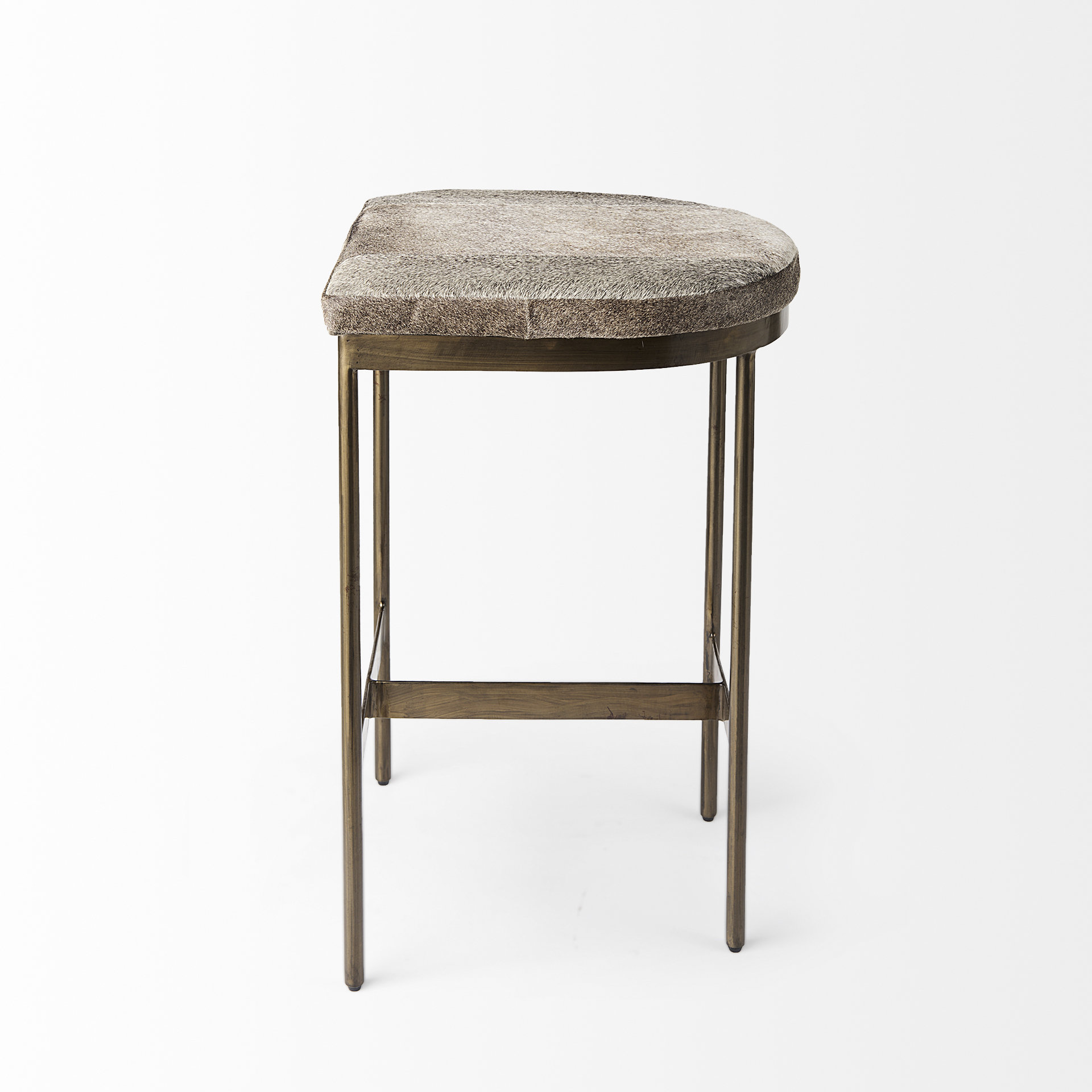 millie 16.75 x 17.75 x 26.25 hair-on-hide seat w/ gold metal frame counter stool