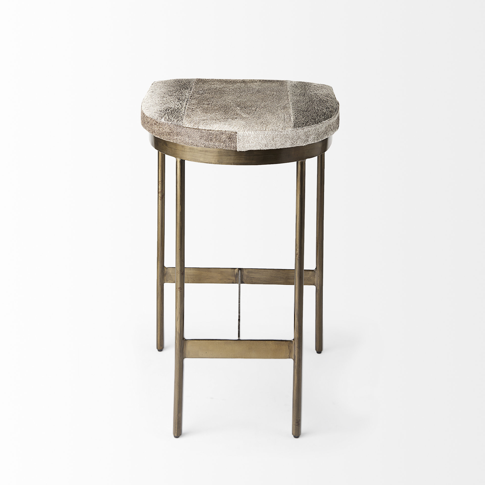 millie 16.75 x 17.75 x 26.25 hair-on-hide seat w/ gold metal frame counter stool