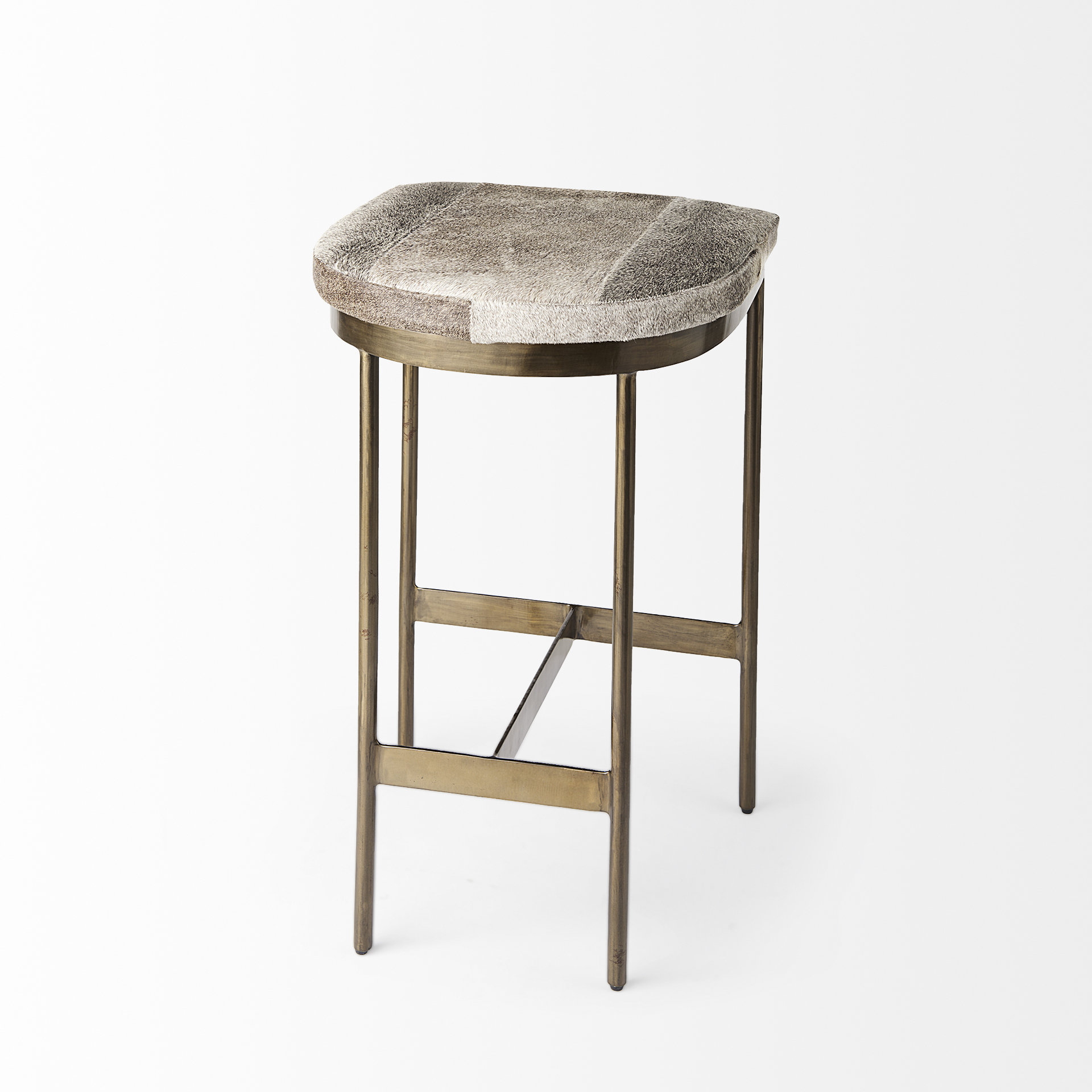millie 16.75 x 17.75 x 26.25 hair-on-hide seat w/ gold metal frame counter stool