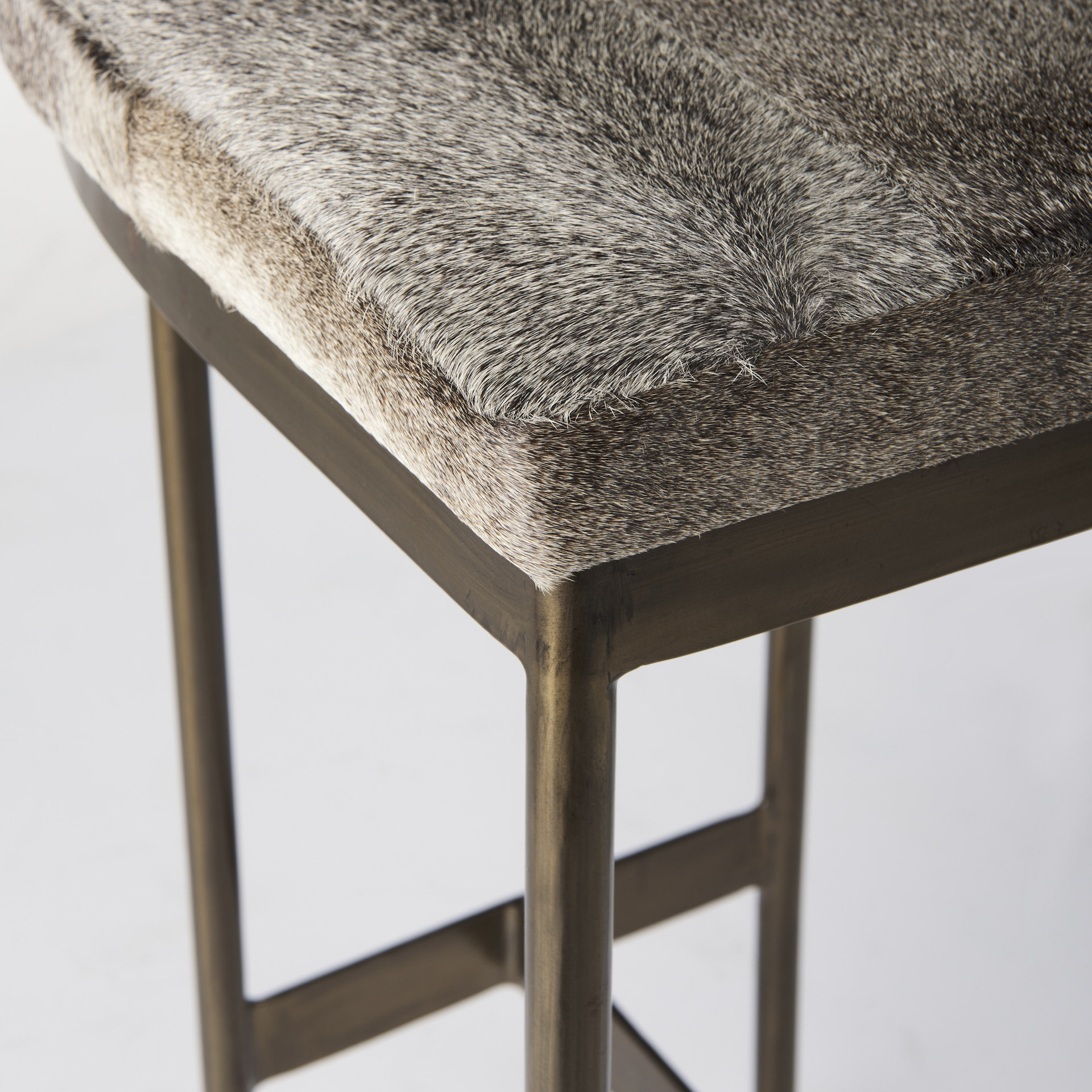 millie 16.75 x 17.75 x 26.25 hair-on-hide seat w/ gold metal frame counter stool