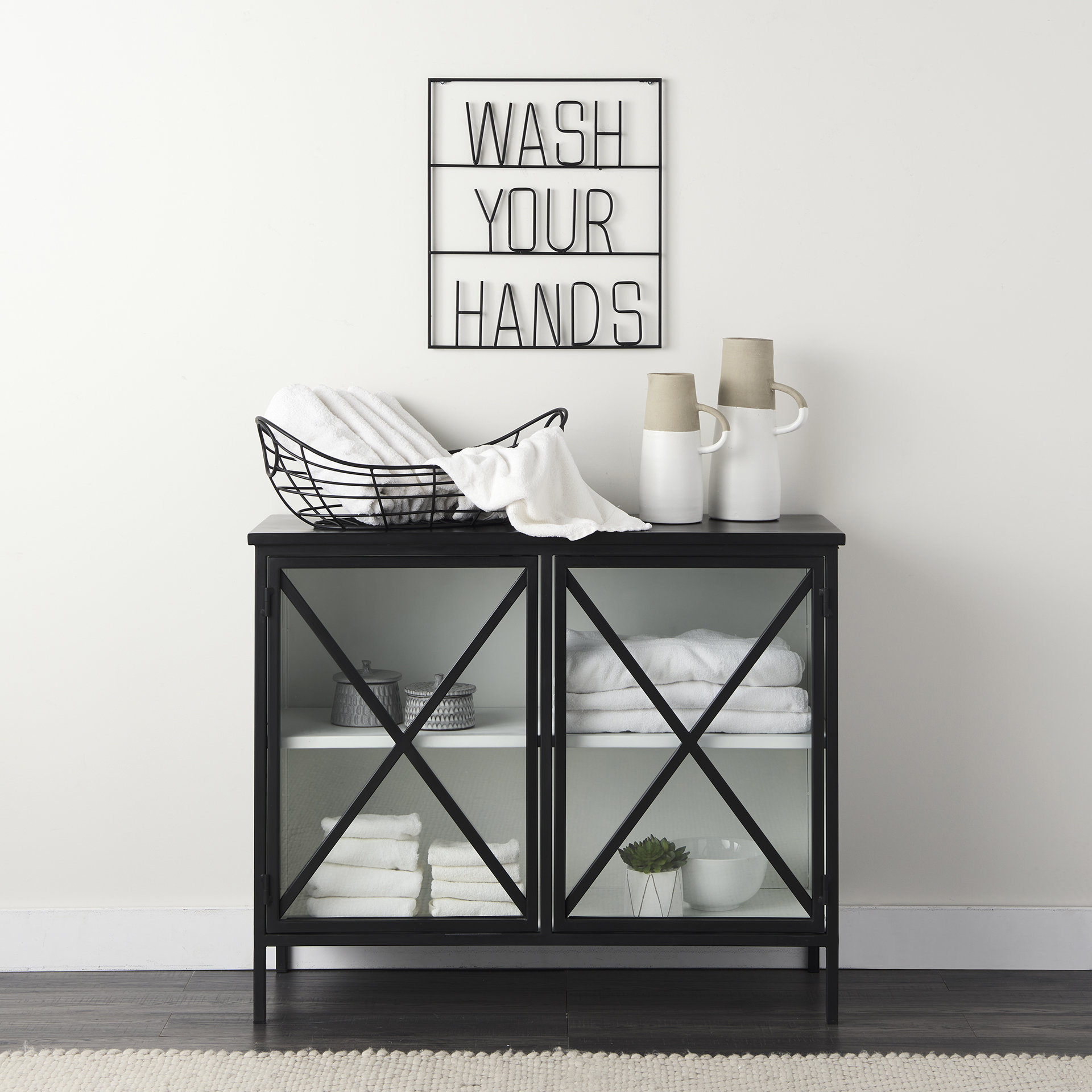 aurelia two door glass cabinet