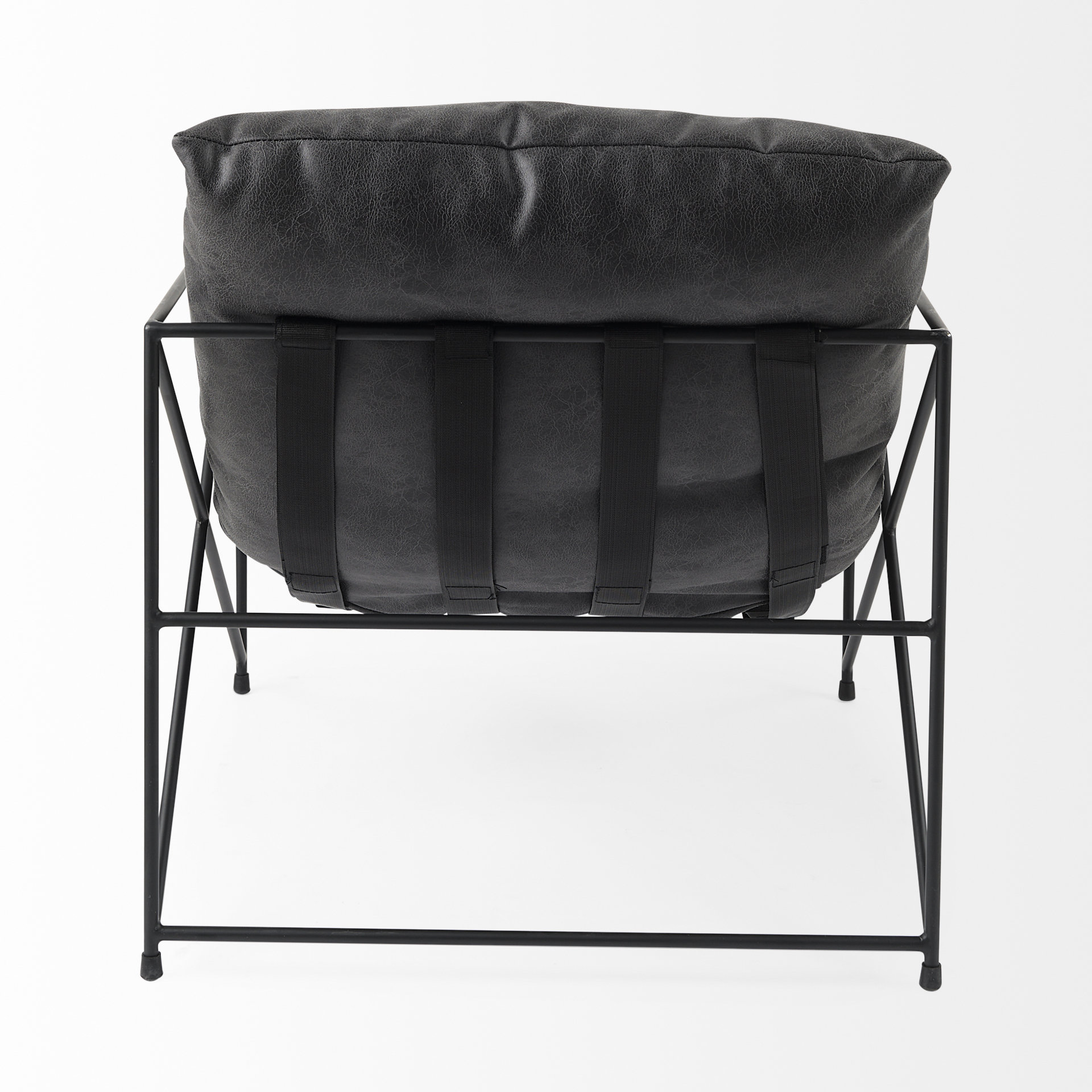 leonidas 28.5l x 29.5w x 34.0h black faux leather seat w/ black metal frame accent chair