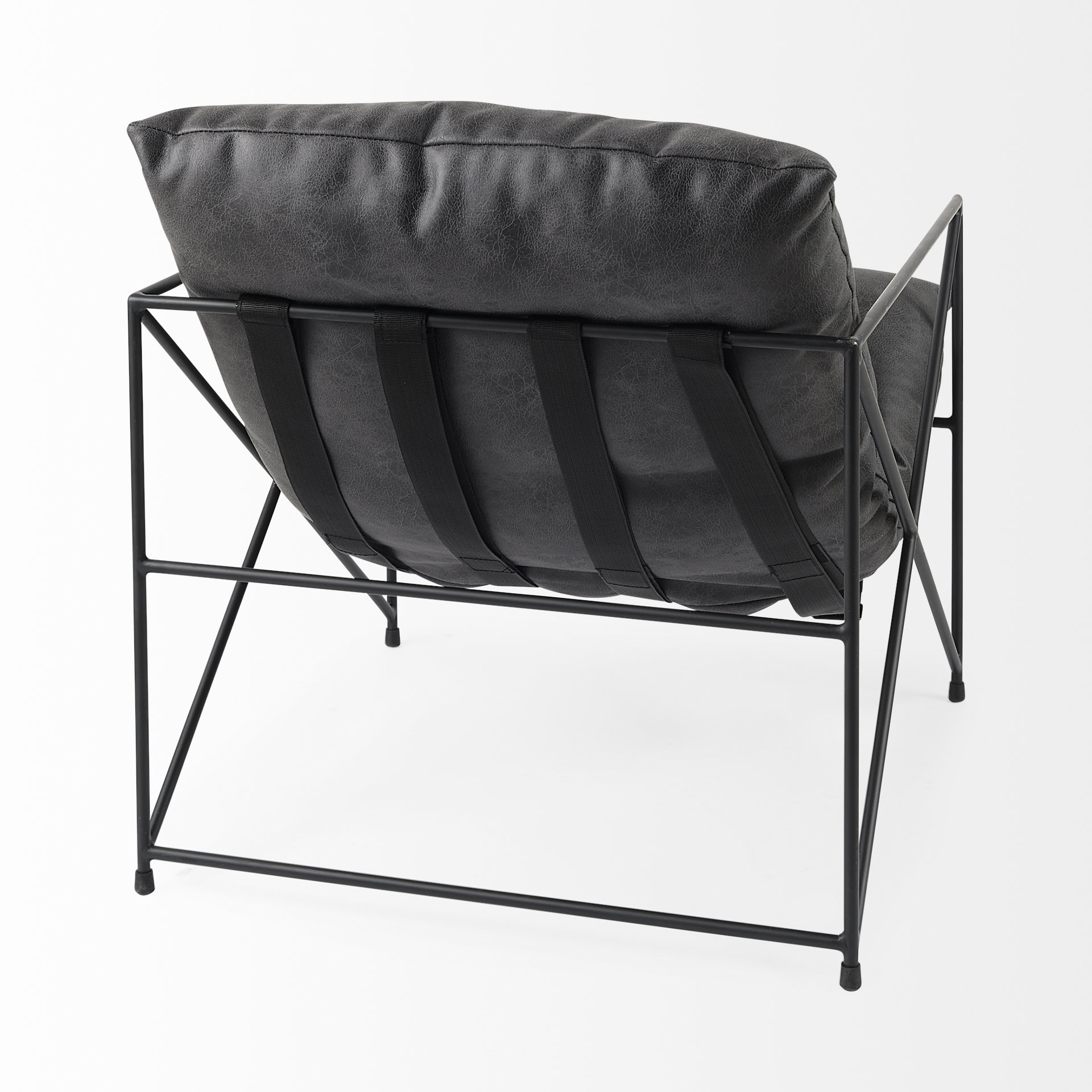 leonidas 28.5l x 29.5w x 34.0h black faux leather seat w/ black metal frame accent chair