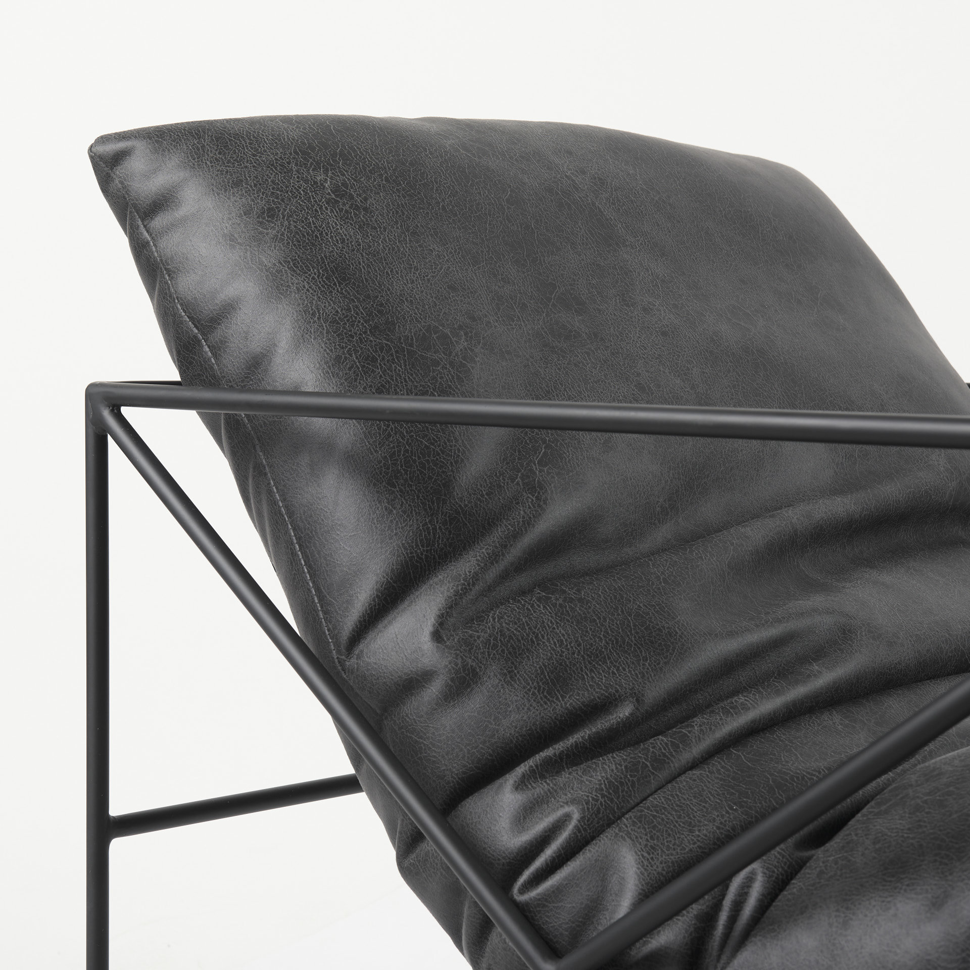 leonidas 28.5l x 29.5w x 34.0h black faux leather seat w/ black metal frame accent chair