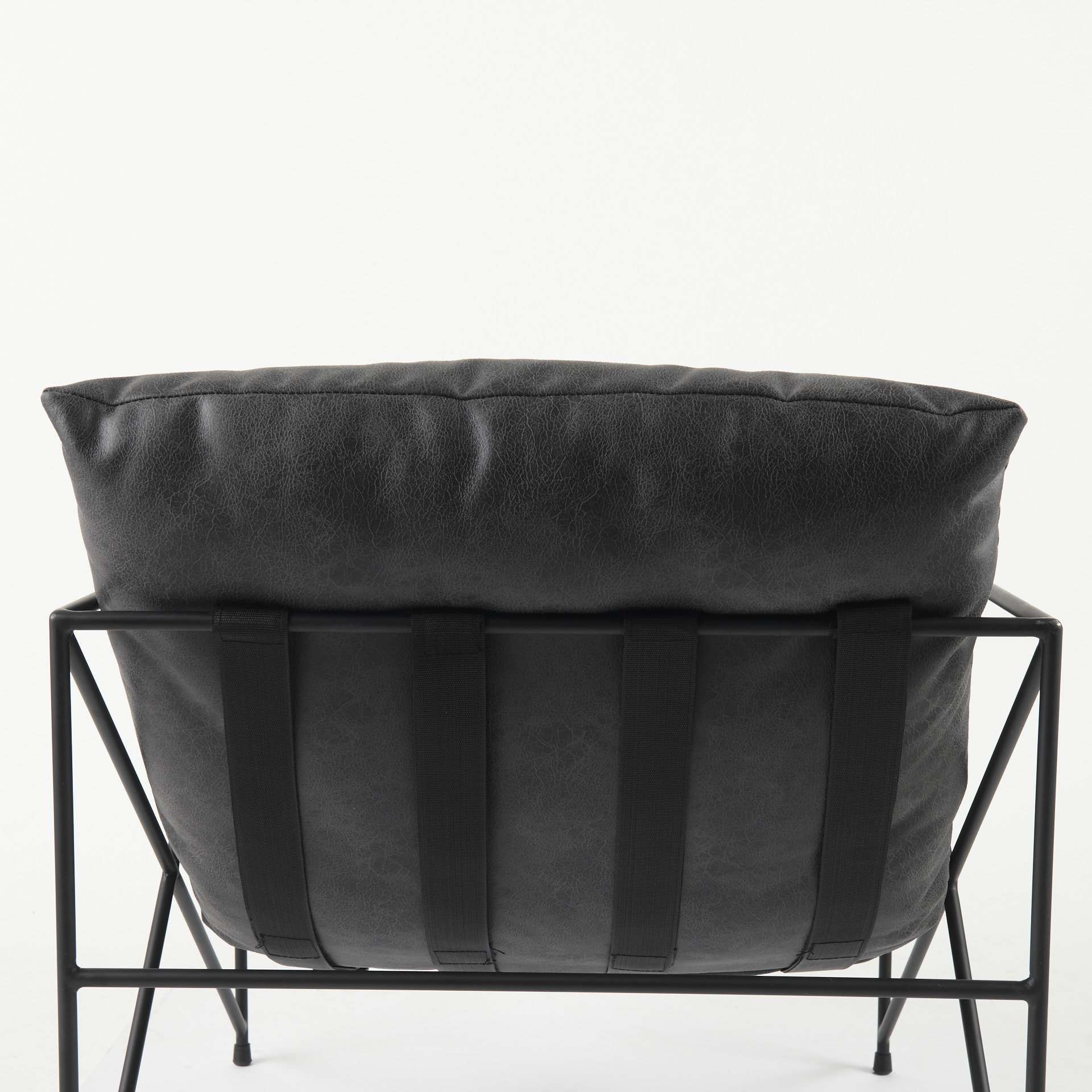 leonidas 28.5l x 29.5w x 34.0h black faux leather seat w/ black metal frame accent chair