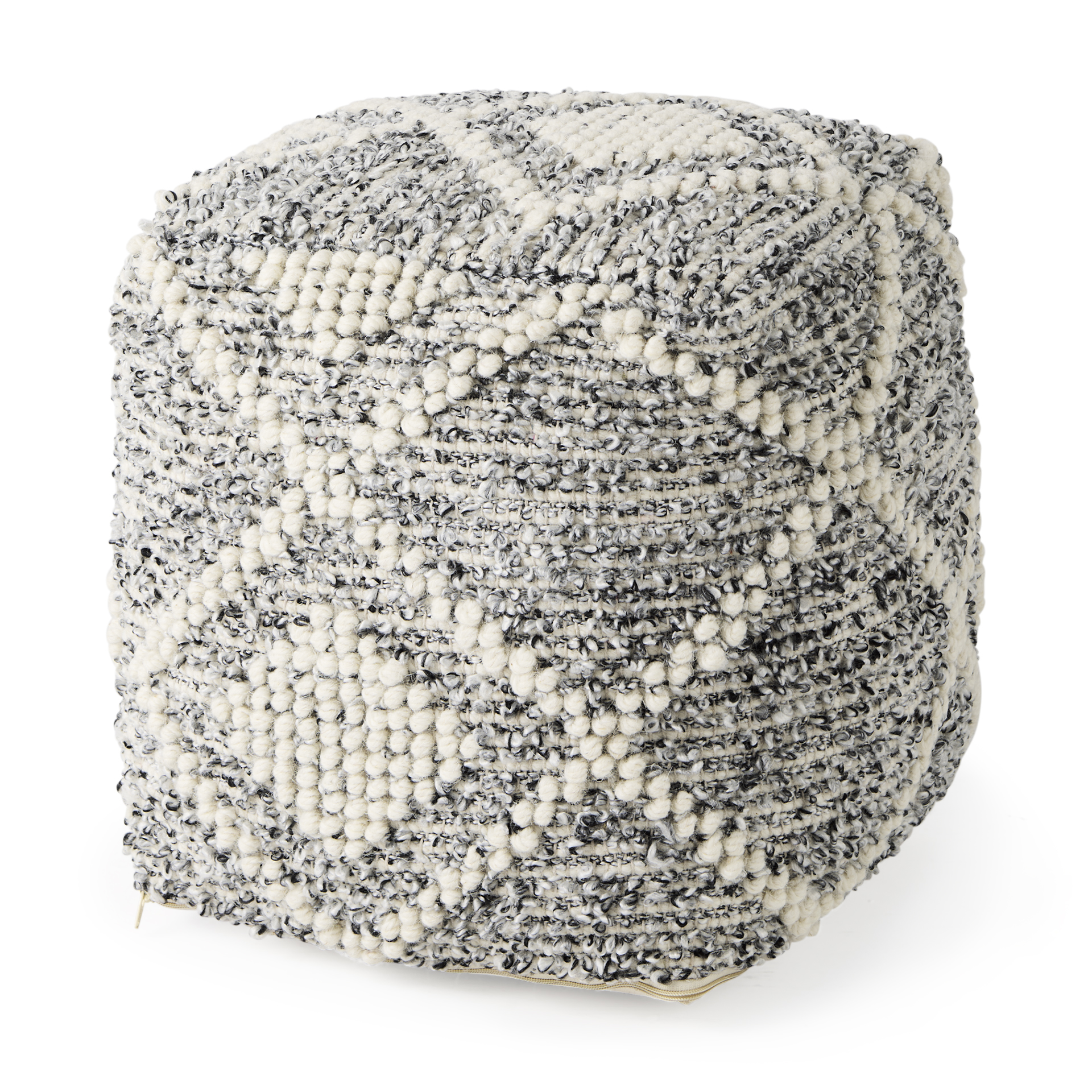 ekiya 16.0l x 16.0w x 16.0h black/white yarn and wool patterened pouf