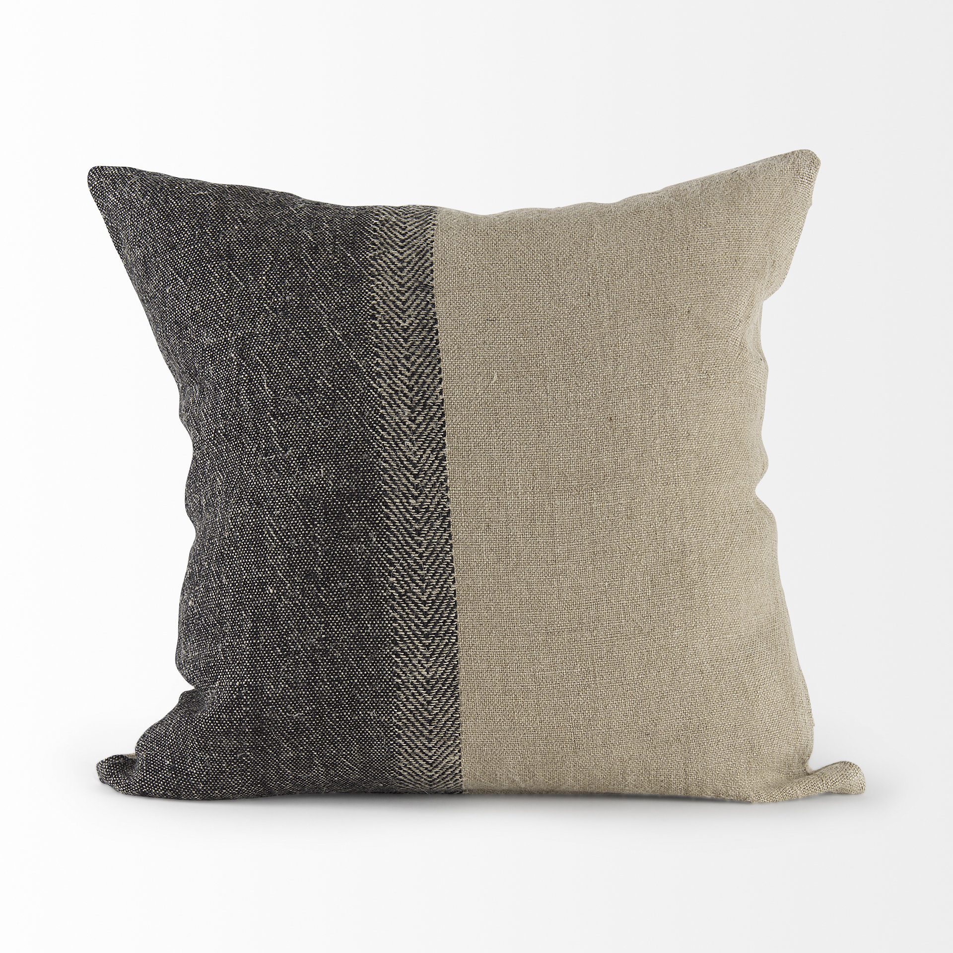 isolde 20l x 20w beige and black fabric color blocked decorative pillow cover