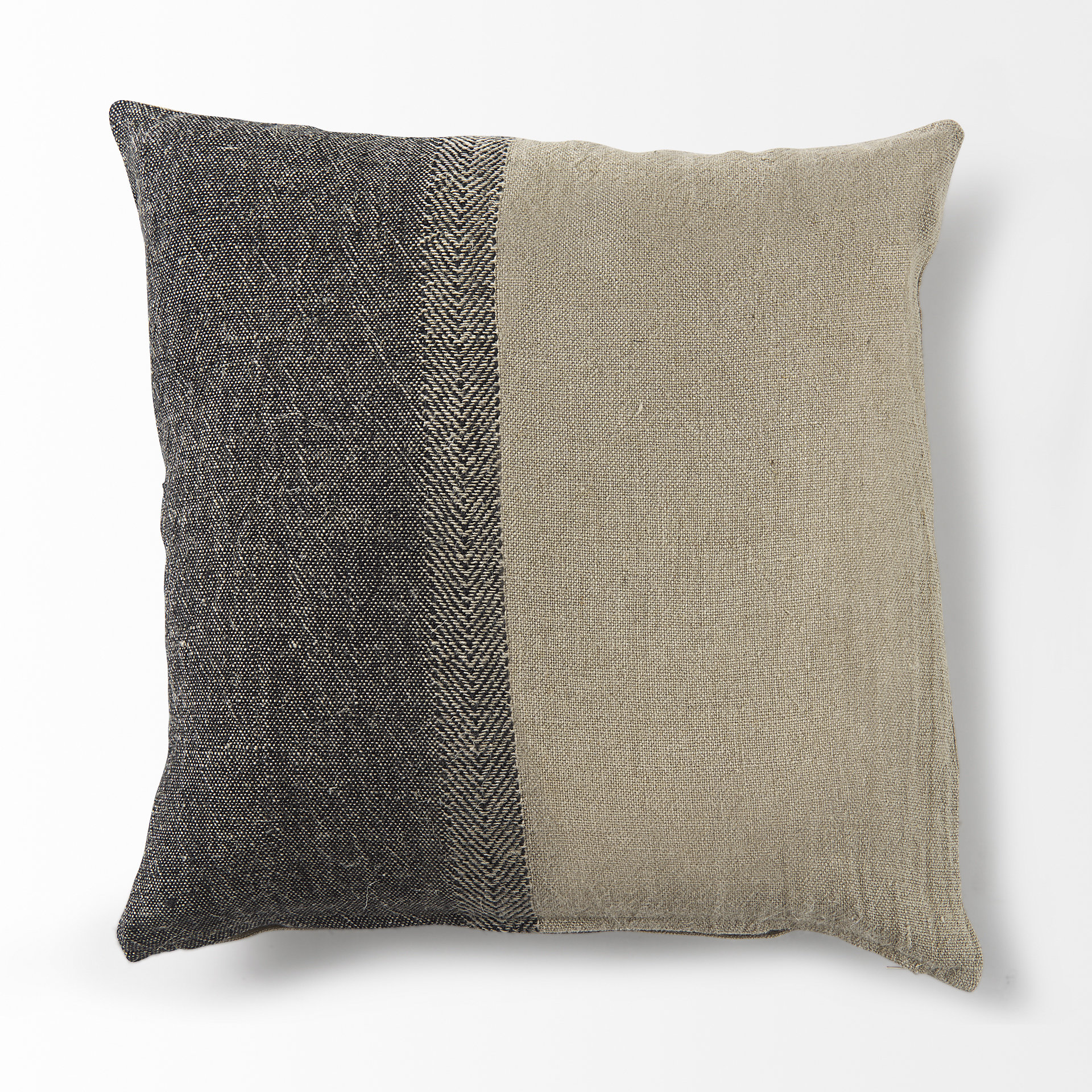 isolde 20l x 20w beige and black fabric color blocked decorative pillow cover