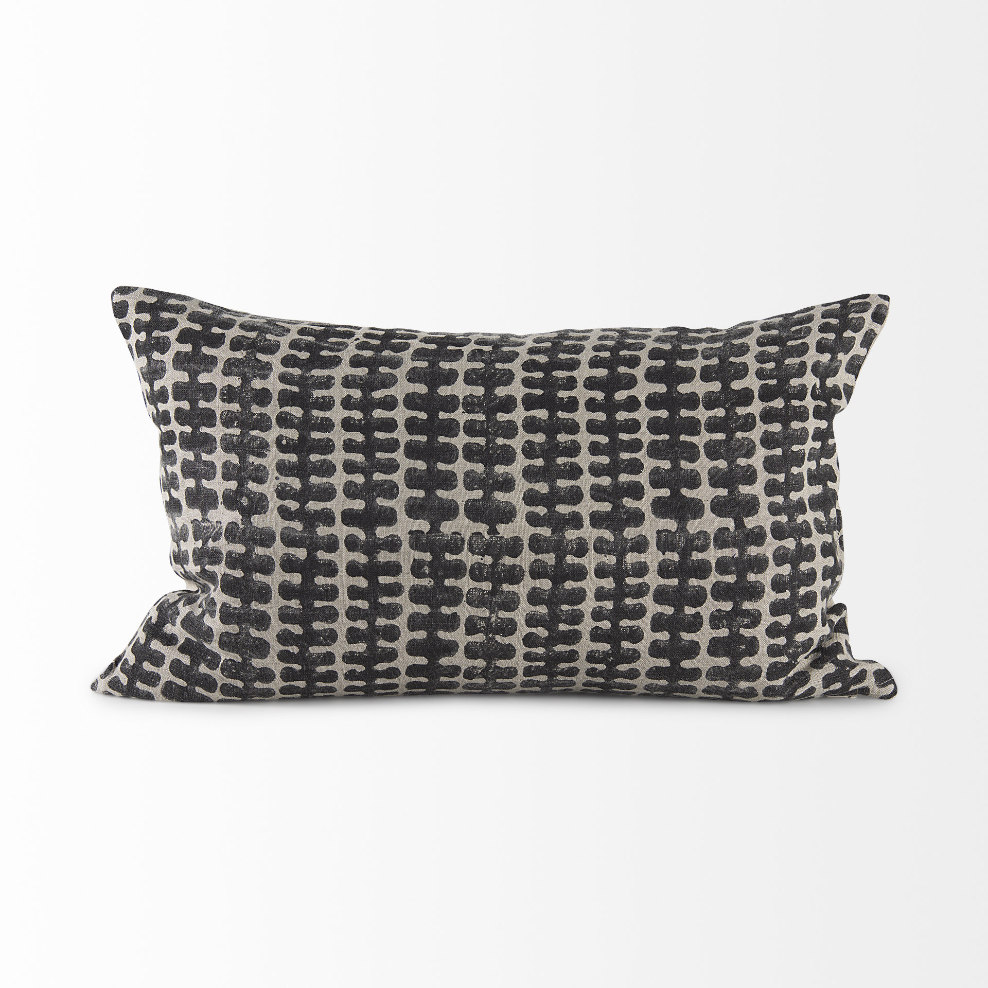miriam 13l x 21w beige and black fabric patterned decorative pillow cover